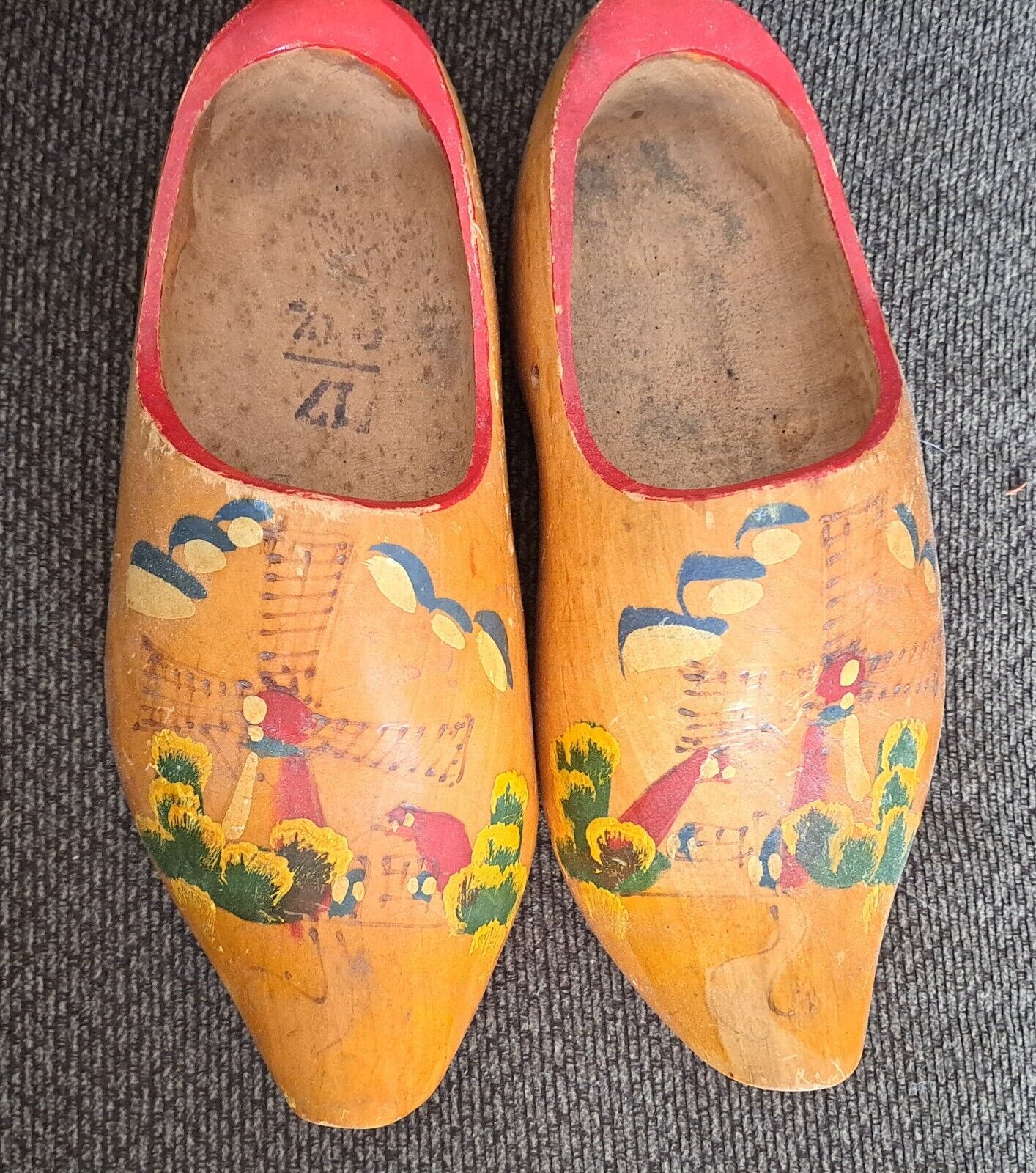 Vintage Wooden Dutch Clogs Holland Souvenir Shoes Hand Painted