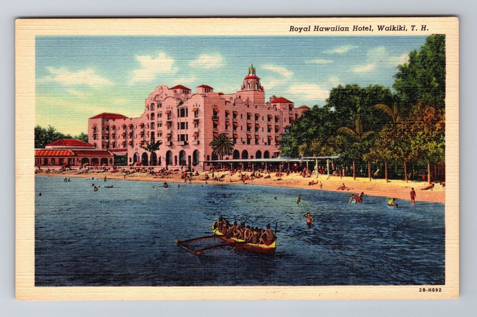 Waikiki HI-Hawaii, Royal Hawaiian Hotel, Advertising, Vintage Postcard