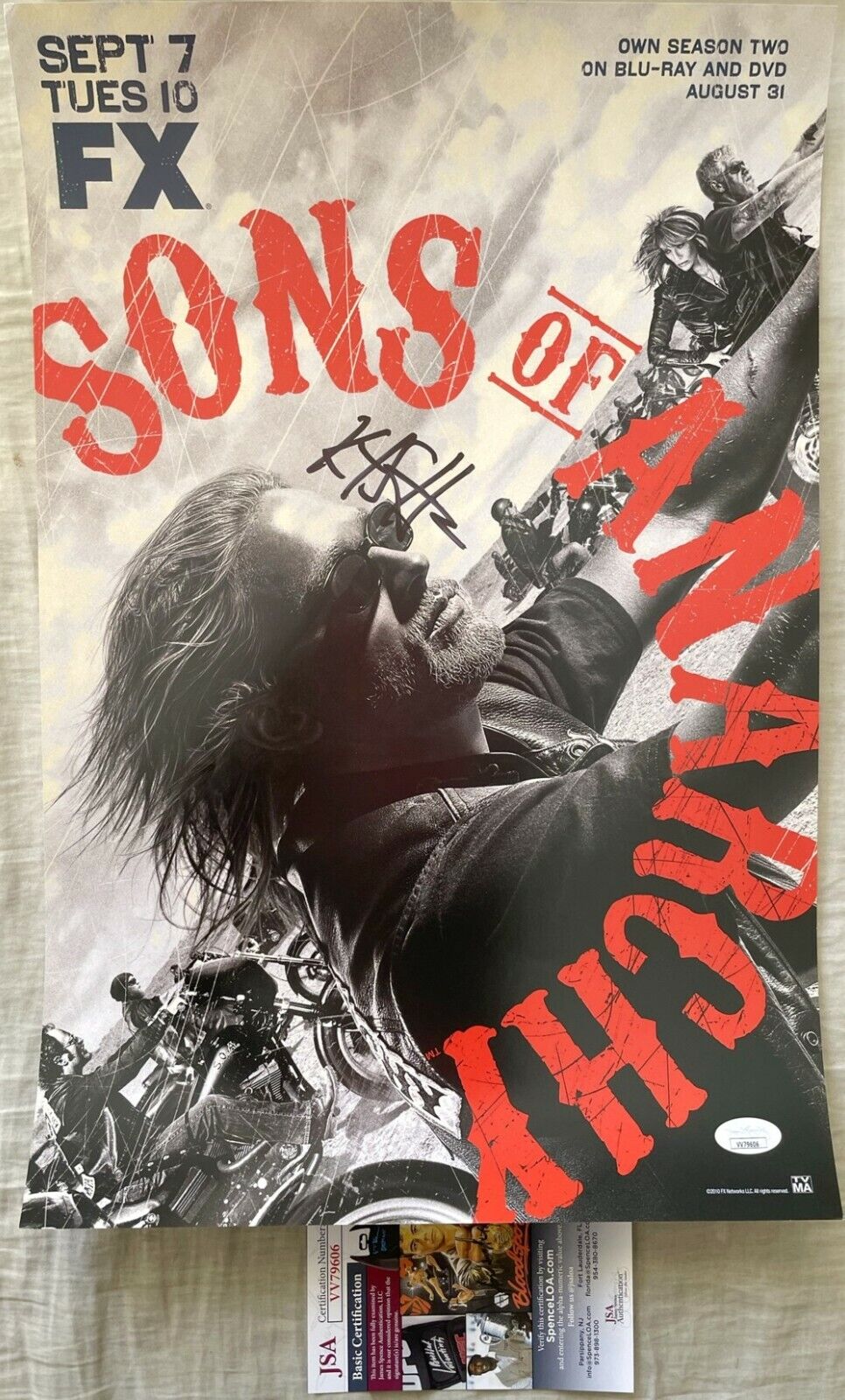 Kurt Sutter autographed signed autograph Sons of Anarchy 2010 SDCC poster (JSA)