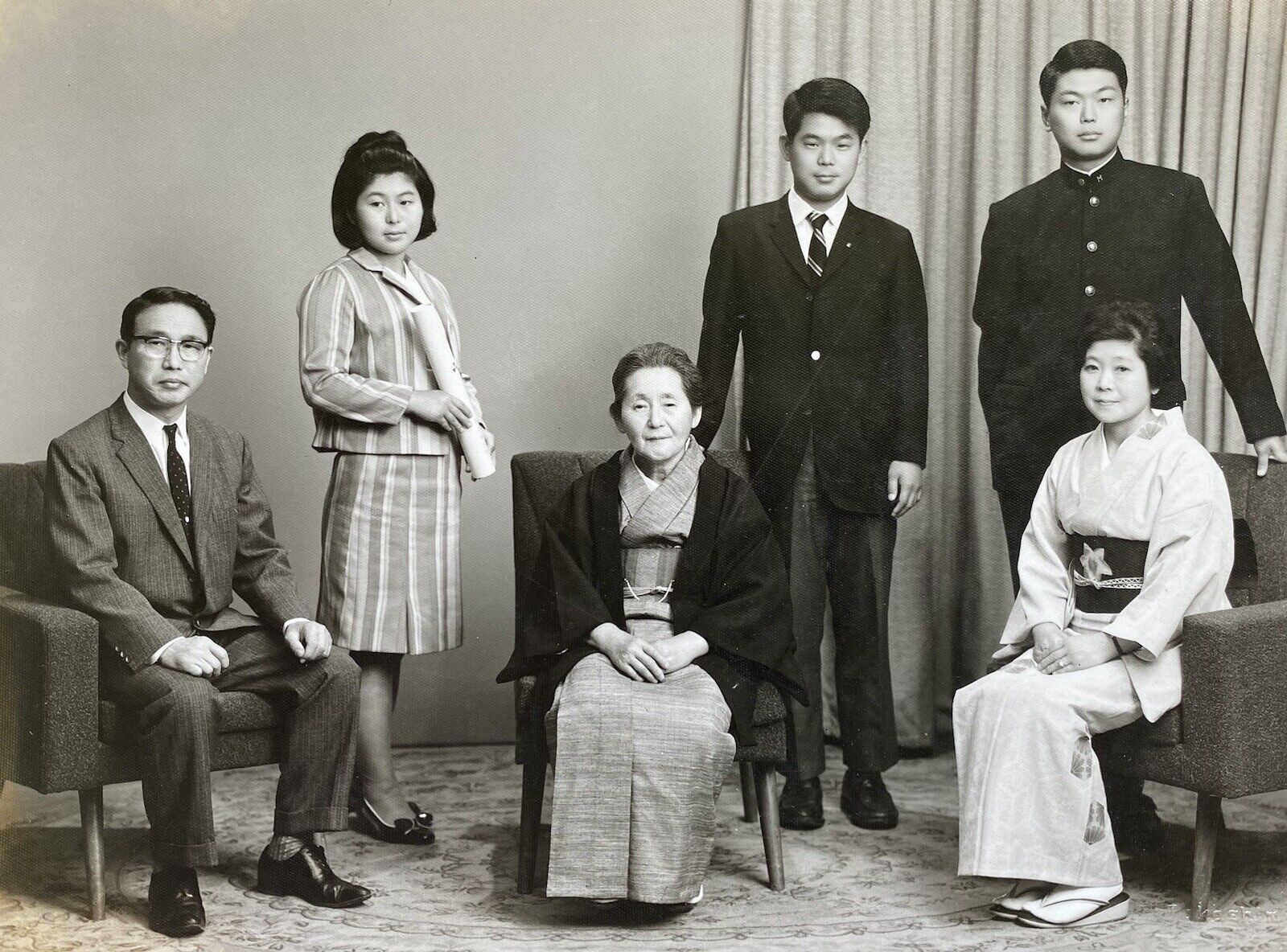 Japan Handsome Family Well Dressed Japanese Family a Takashimaya Vintage Photo