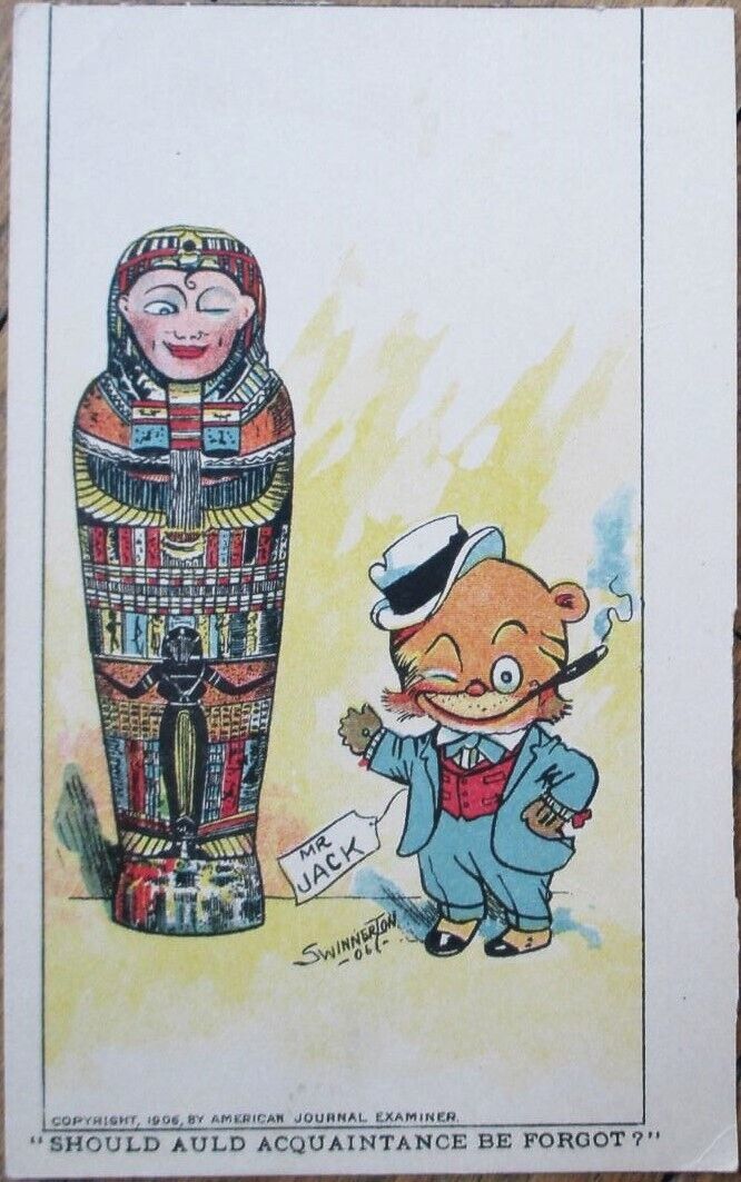 Jimmy Swinnerton 1906 Postcard, Mr. Jack, Artist Signed, Sarcophagus, Mummy