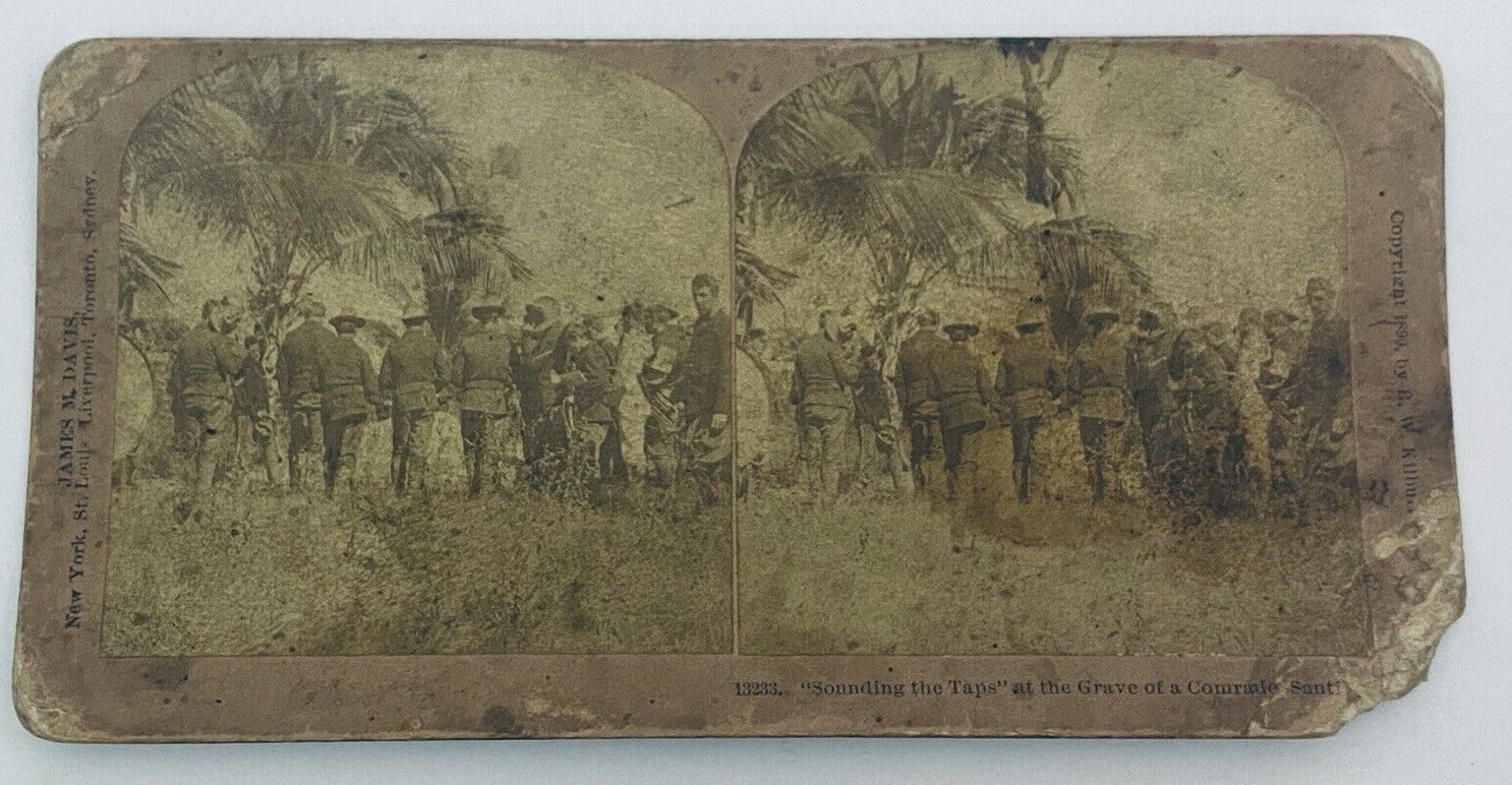 Antique Stereoview 1899 Philippine Insurrection US Army Soldiers Taps Uniforms