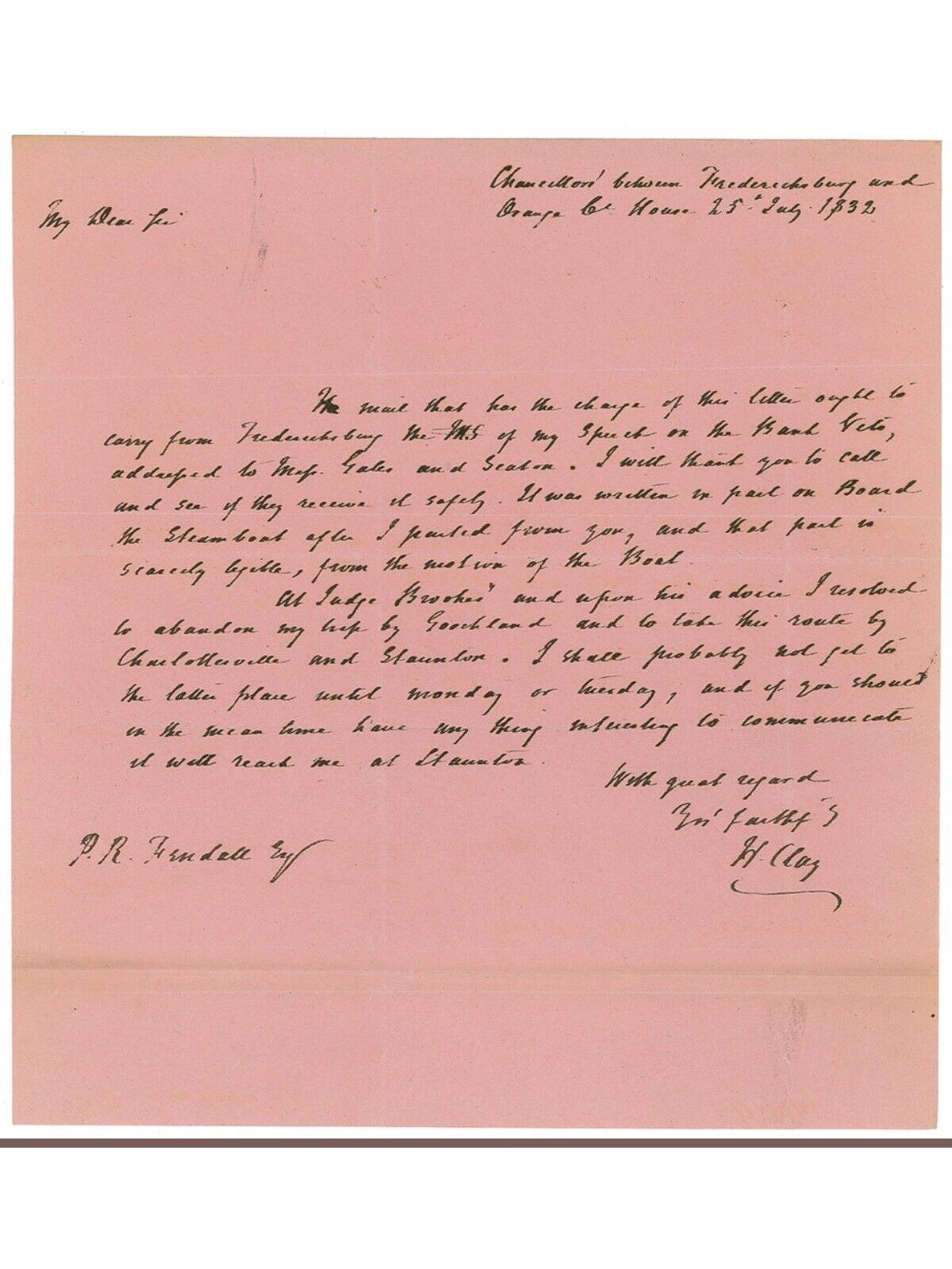 Henry Clay 1832 Autograph Letter Signed - \