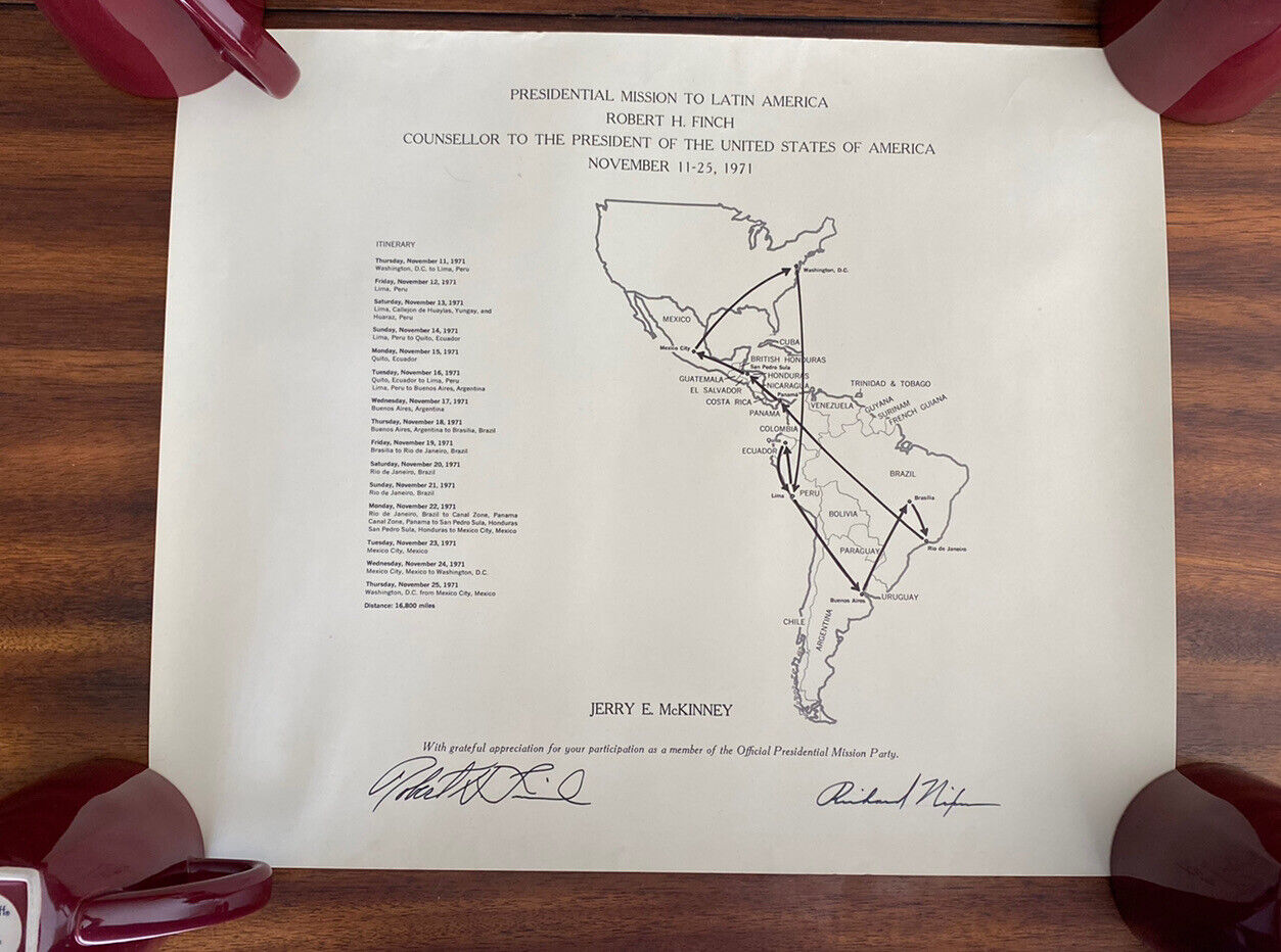 Richard M. Nixon Signed Commendation with Original Mailer Tube from 1971