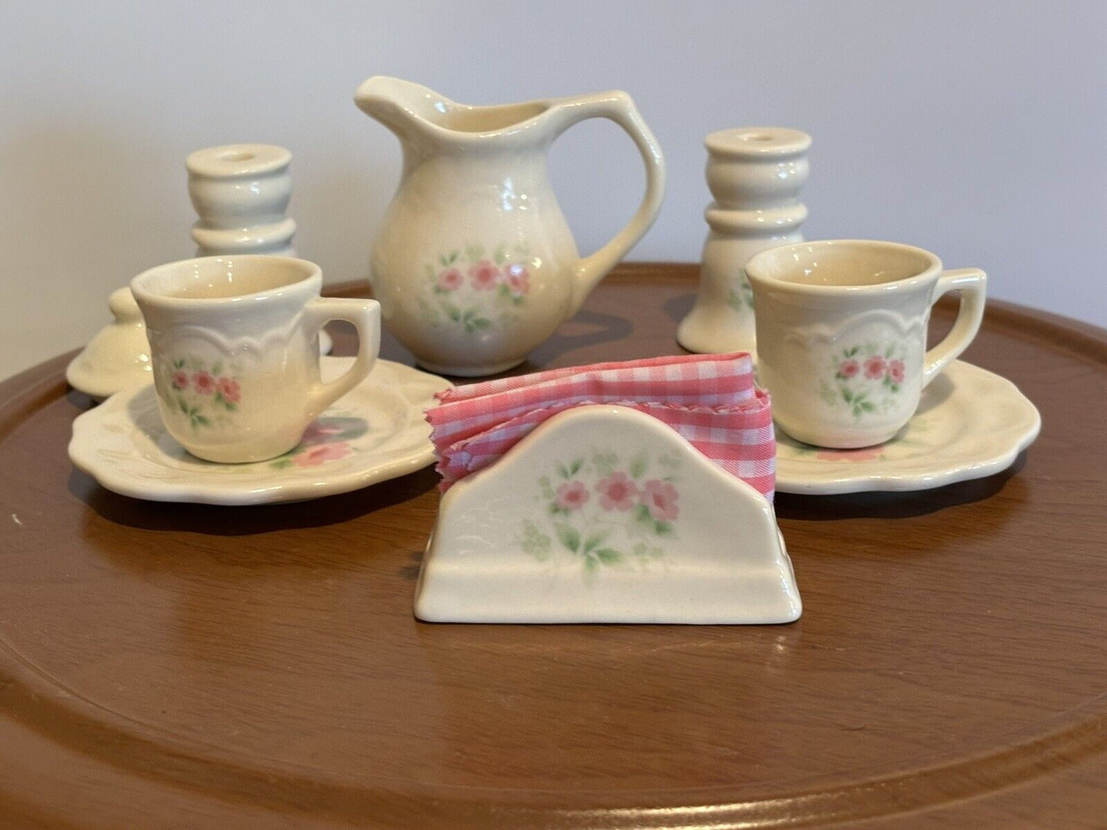 Vintage Delton Product Corp. Porcelain Kids Tea Set Pink Roses