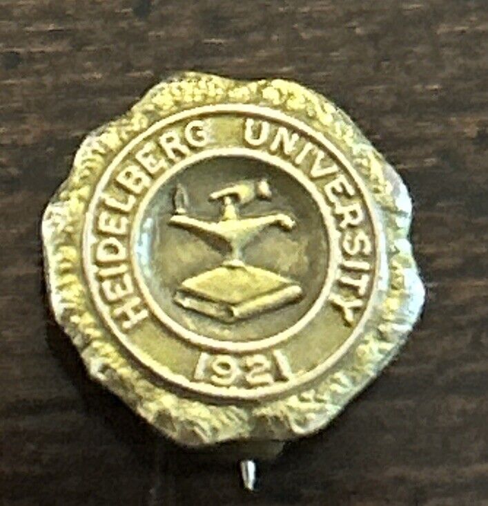 10k YG Heidelberg University 1921 Lapel Pin Brooch 10mmD R.K. Antique Germany