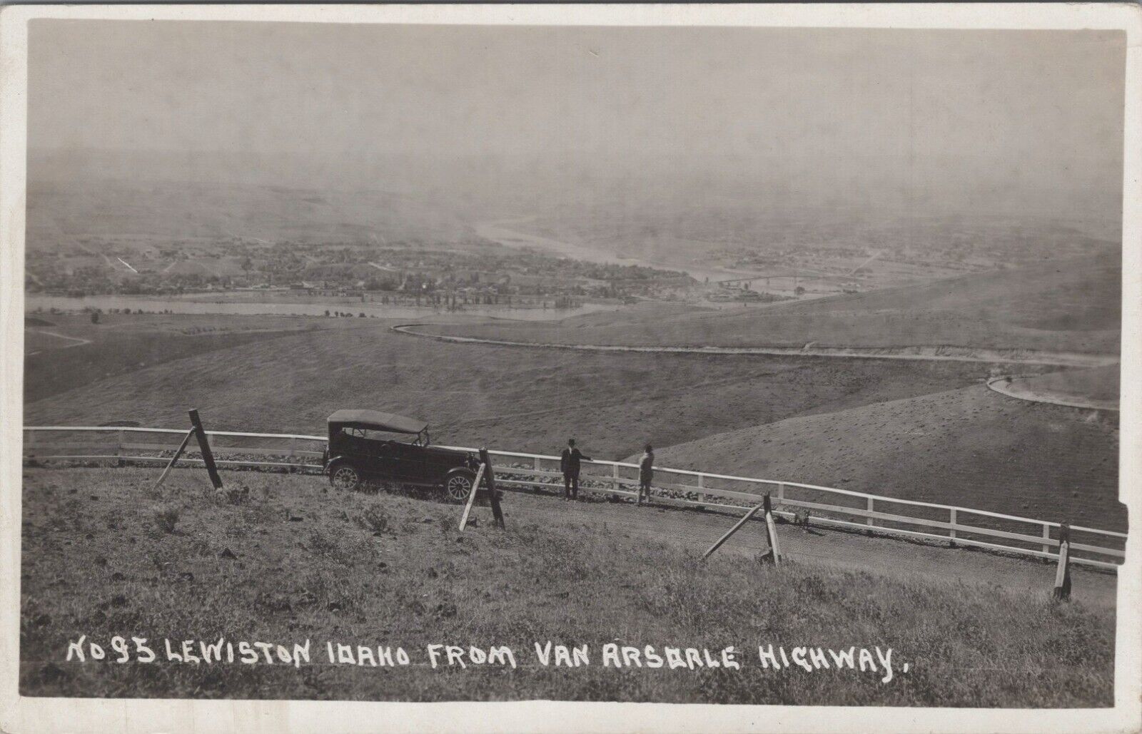 RPPC Lewiston ID From Van Arsdale Highway Aerial View c1930s Autos postcard NP7