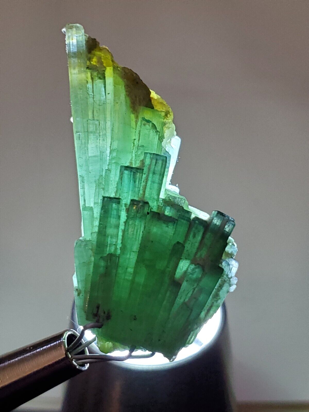 Mesmerizing TOURMALINE Cluster Spray Green With Blue Tips 35.4 Cts