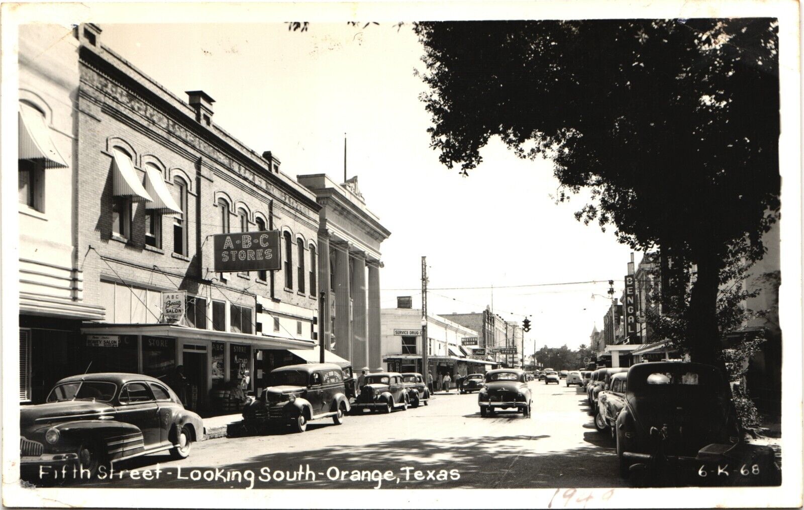 5TH STREET VIEW SOUTH antique real photo postcard rppc ORANGE TEXAS TX 1940s