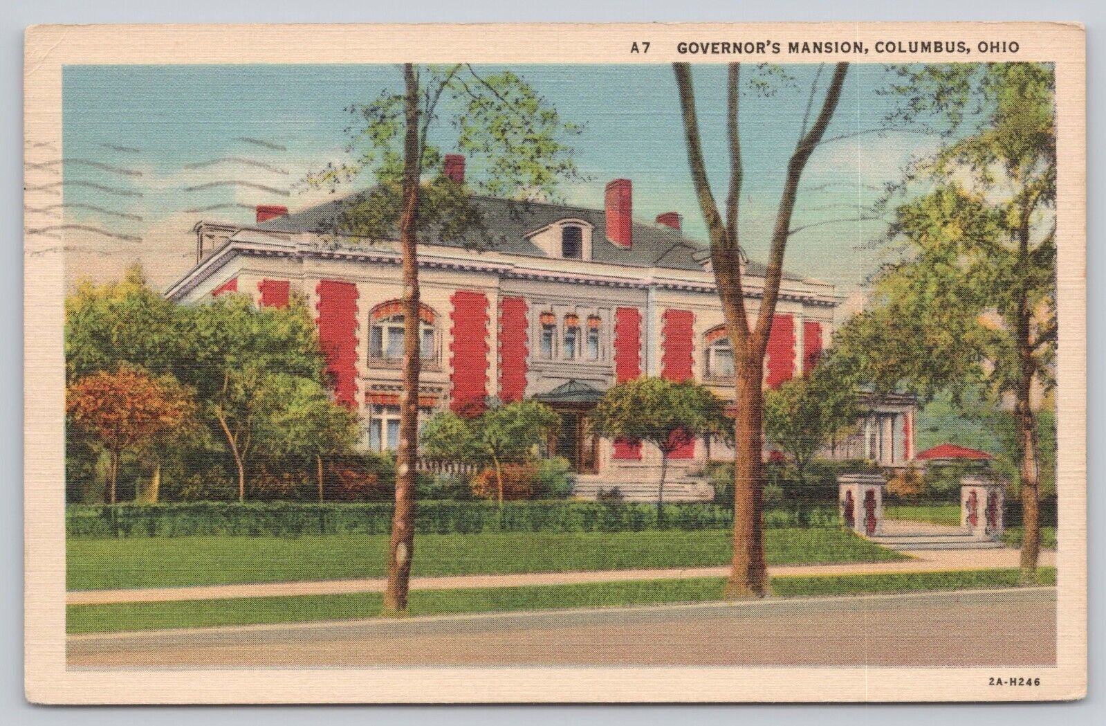 Postcard Governor's Mansion Columbus OH Linen c1941
