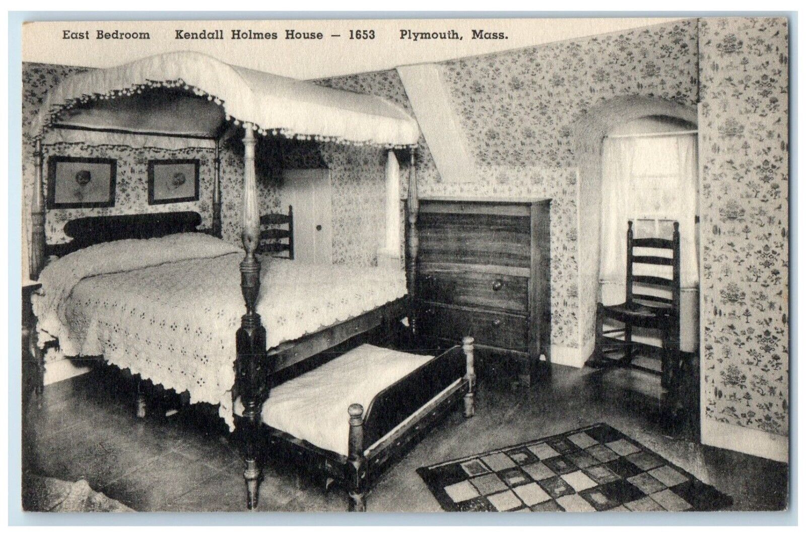 c1910 East Bedroom Kendall Holmes House Plymouth Massachusetts Vintage Postcard