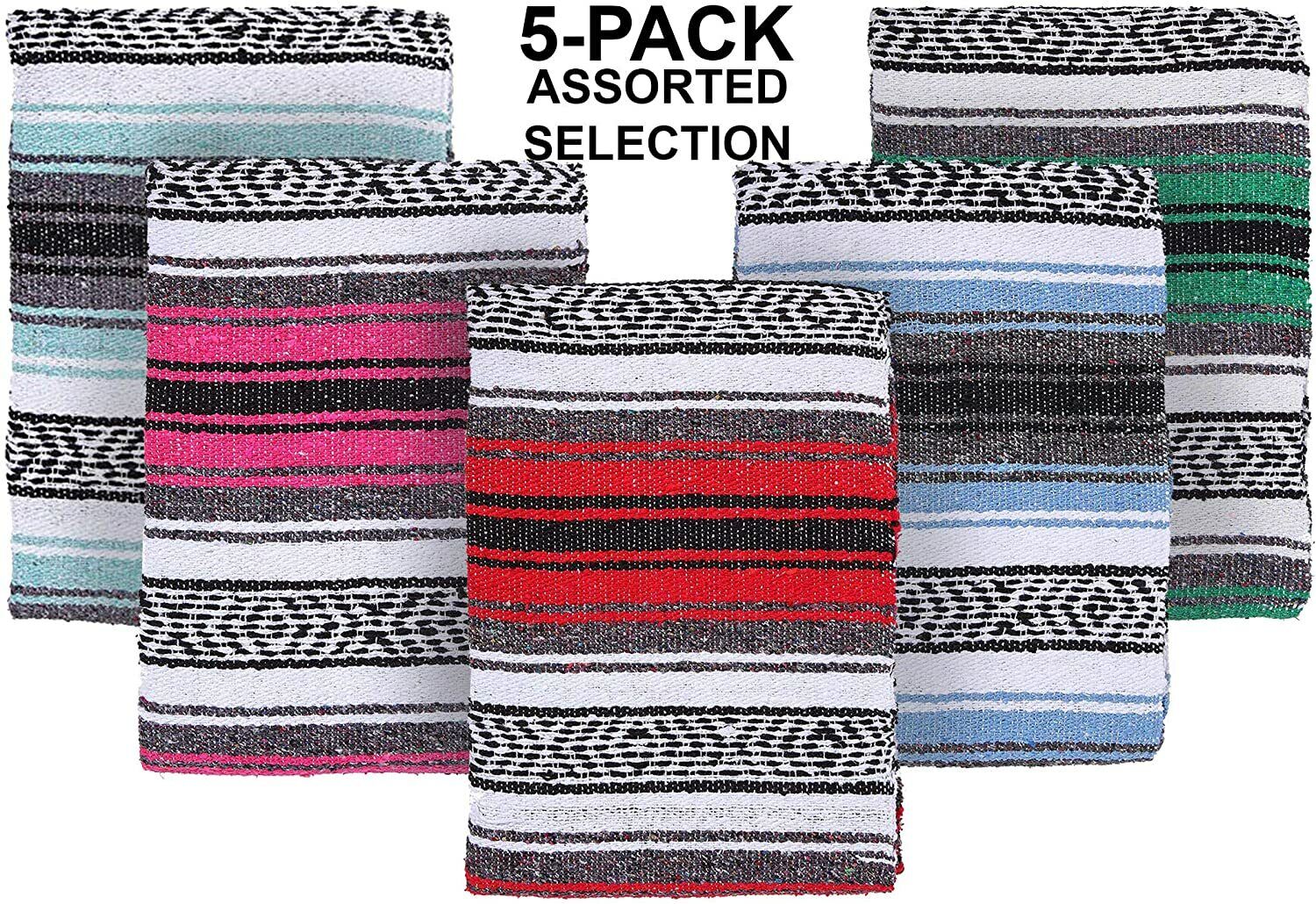 El Paso Designs - Random Color Mexican Yoga Blankets (5-Pack) - 51 x 74 inches