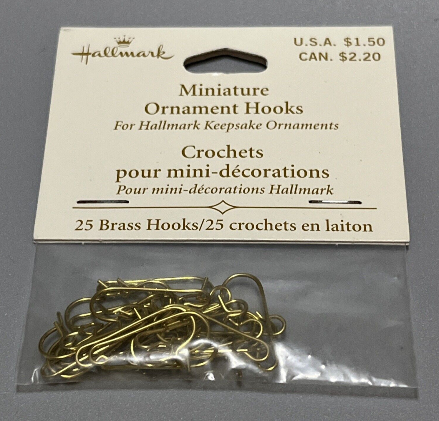 Hallmark Miniature Ornament Hooks Pack Of 25 Hangers Brass Keepsake Ornaments