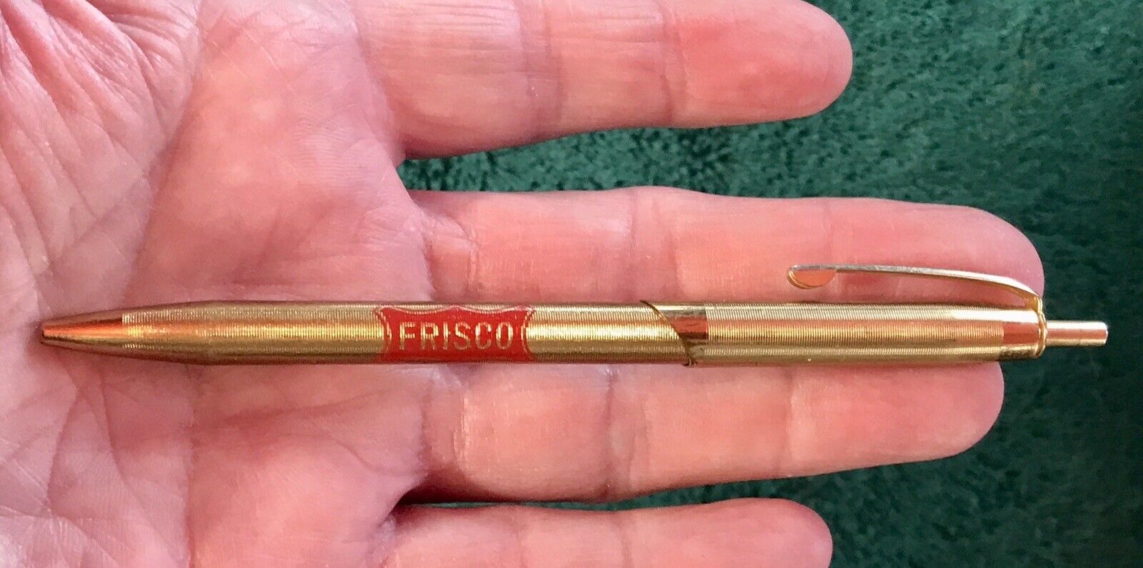 Vintage FRISCO Railway Gold Ballpoint Pen, Ritepoint USA, Very Nice