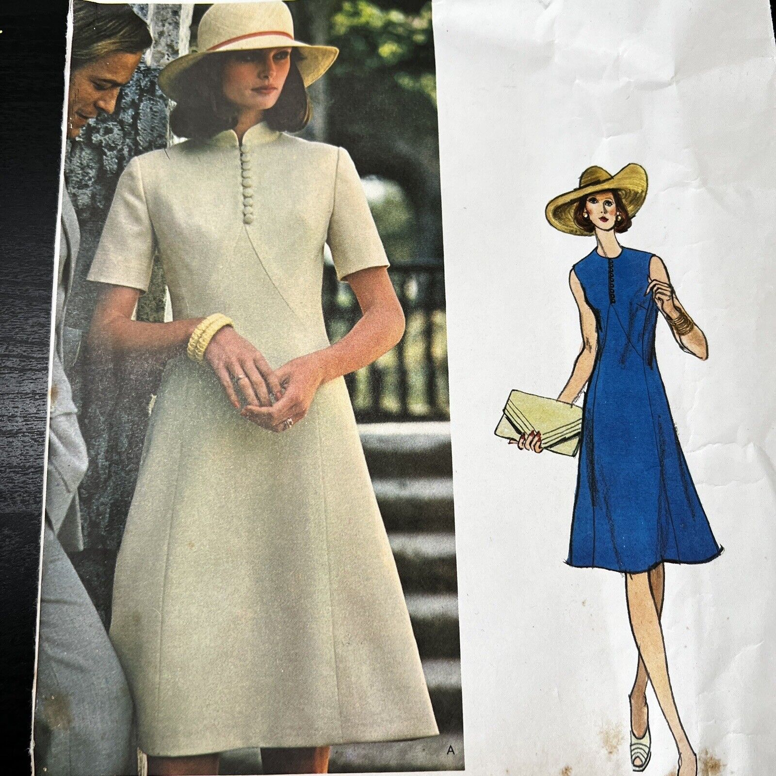 Vintage 1960s Vogue 1048 Sybil Connolly Mod A-Line Dress Sewing Pattern 8 CUT