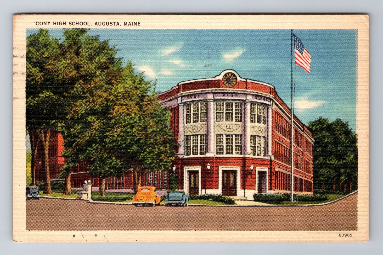 Augusta ME-Maine, Cony High School, c1950 Antique Vintage Souvenir Postcard
