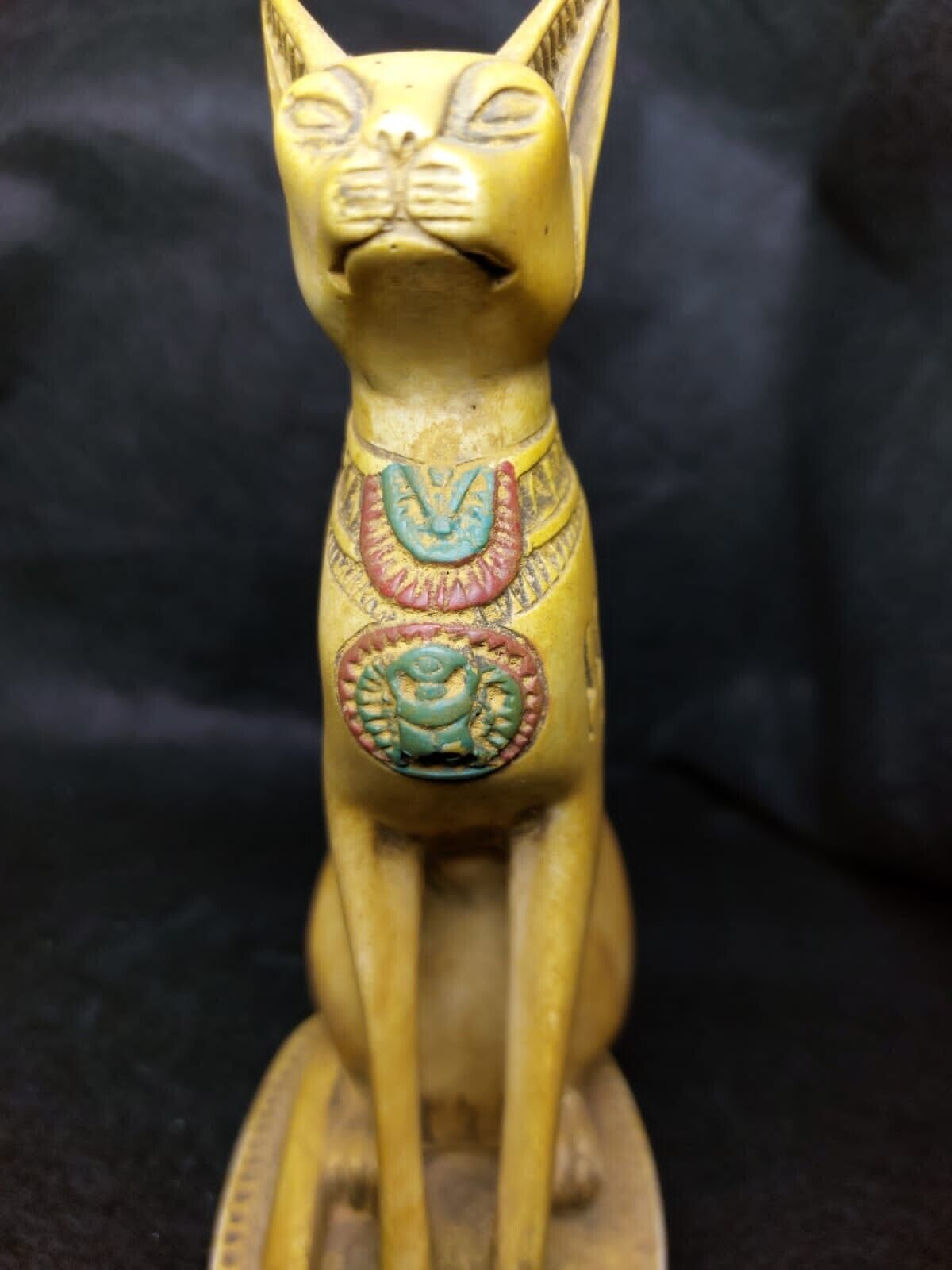 Rare Ancient Egyptian Bastet Statue Antique Goddess Cat with Scarab Pharaonic BC
