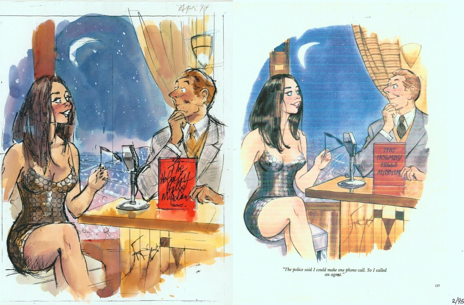 Doug Sneyd Signed Original Color Xerox Gag Sketch Art Playboy Feb 1995 Talk Show