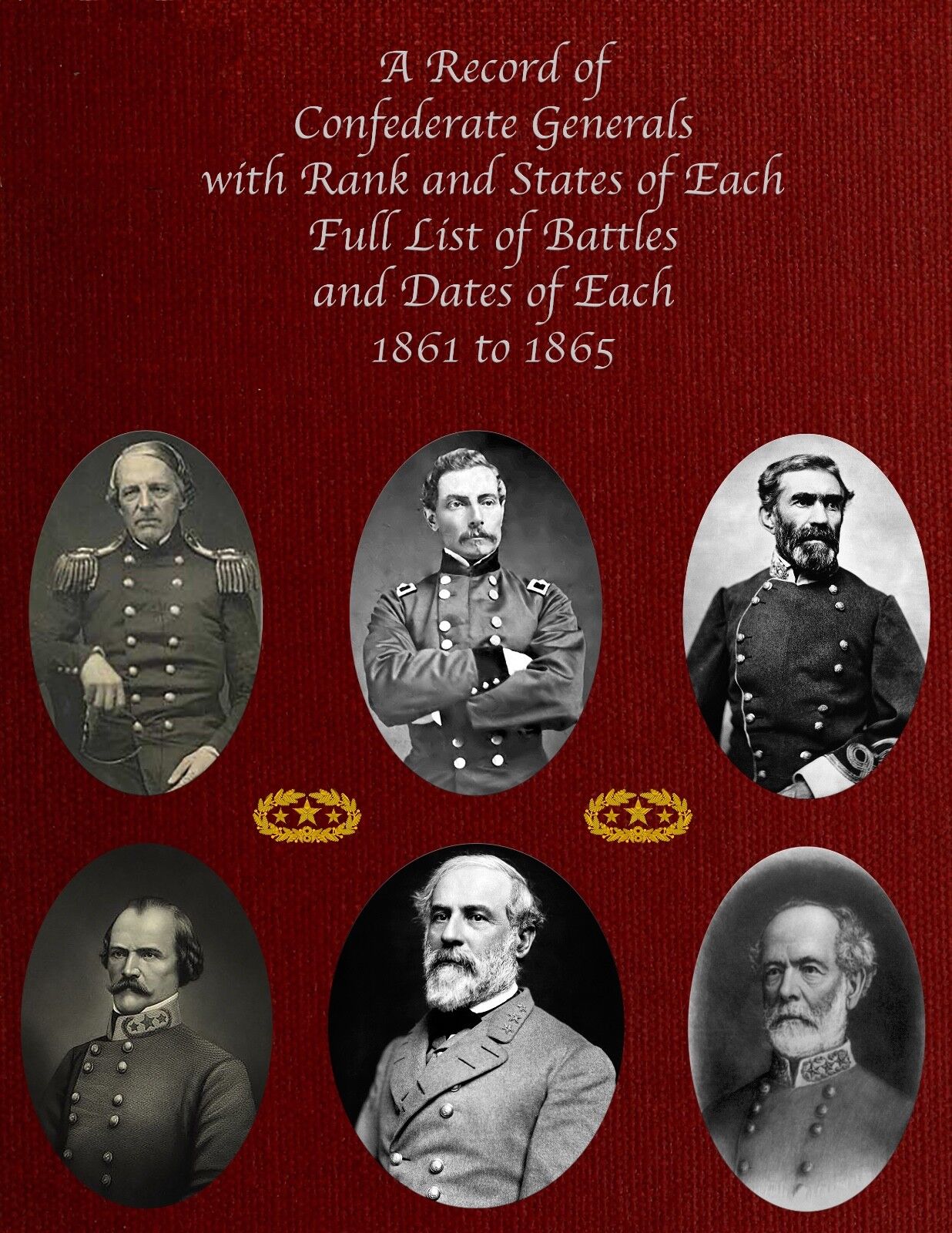 Civil War a Record of Confederate Generals Ranks, Full List of Battles & Dates