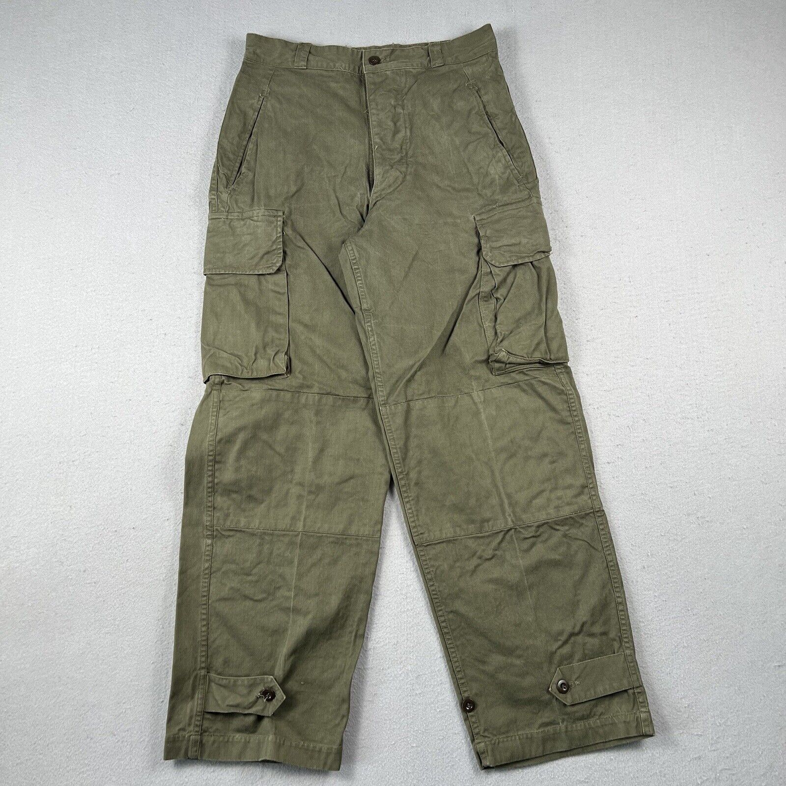 50s 60s French Army HBT M47 TTA Cargo Trouser Combat Pants Indochina War 30x29