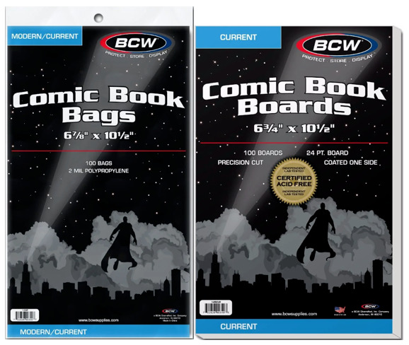 (25 pack) BCW Comic Book Bags (Modern/Current) and Boards Acid Free - Archival