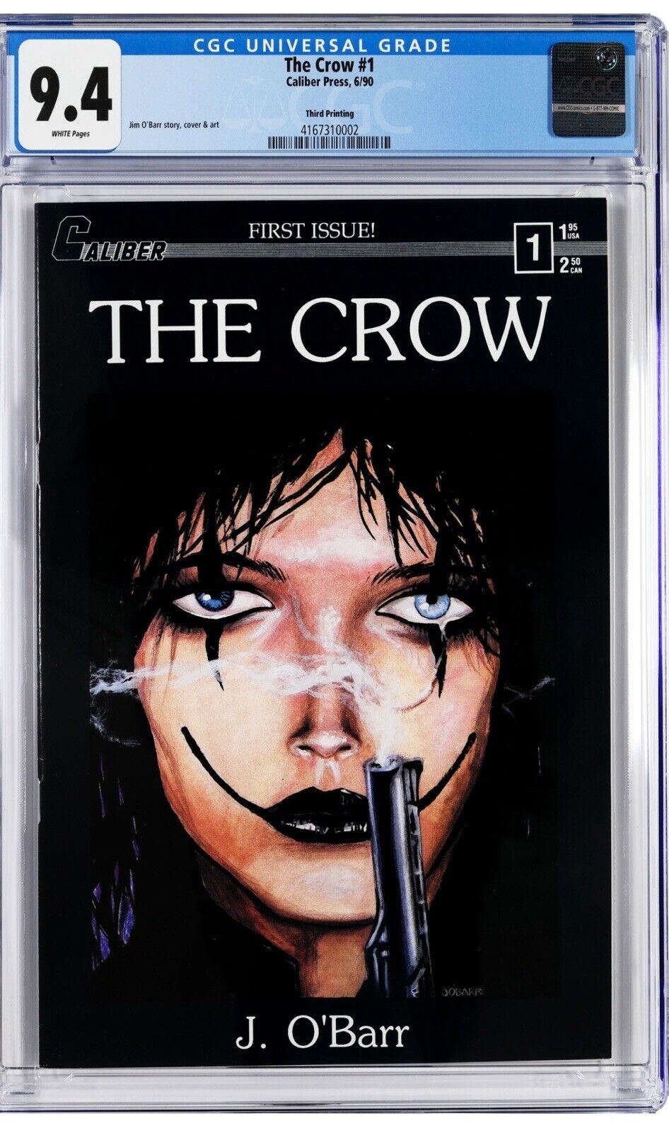 The Crow #1 CGC 9.4 Near Mint White Pages - 3rd Printing 1990 Caliber Press