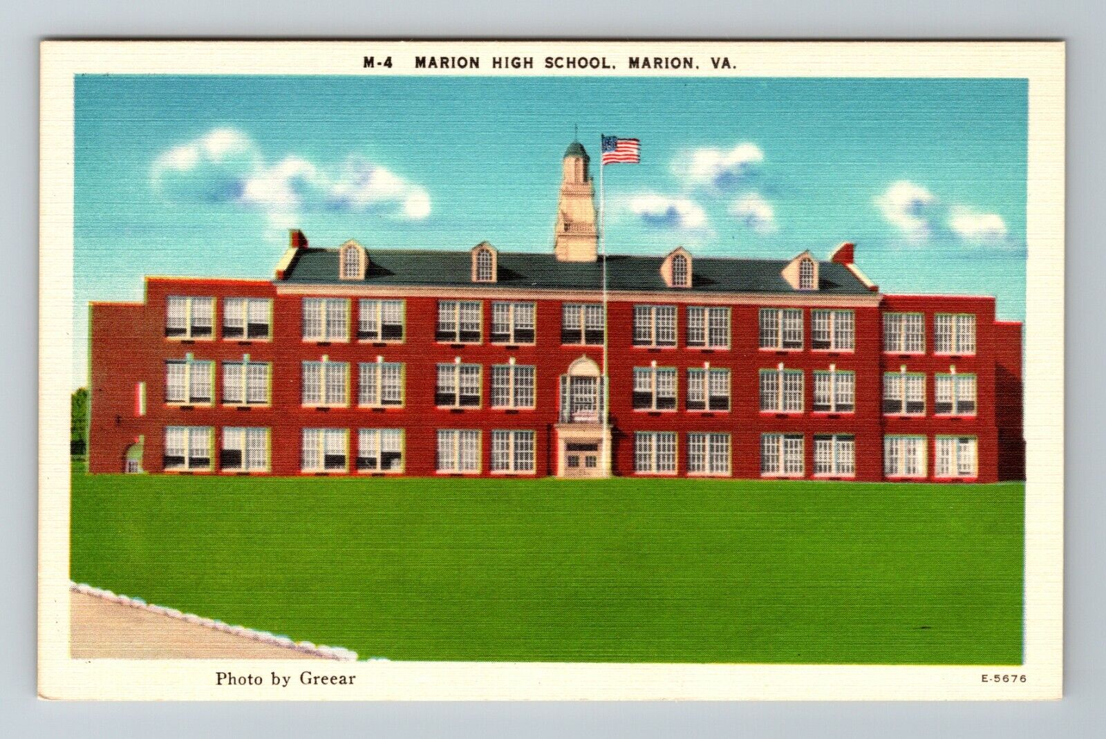 Marion VA-Virginia, Marion High School Building Vintage Souvenir Postcard