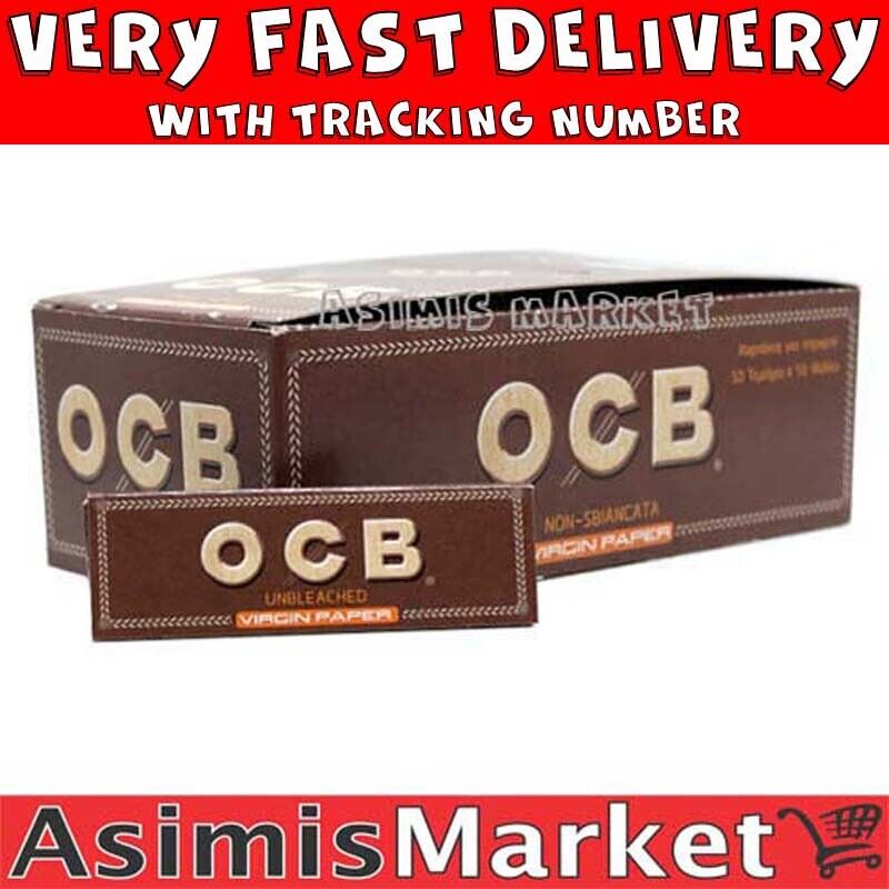 Ocb Virgin Paper Unbleached Rolling Papers FullBox 50 Packs x50Sheets Small Size