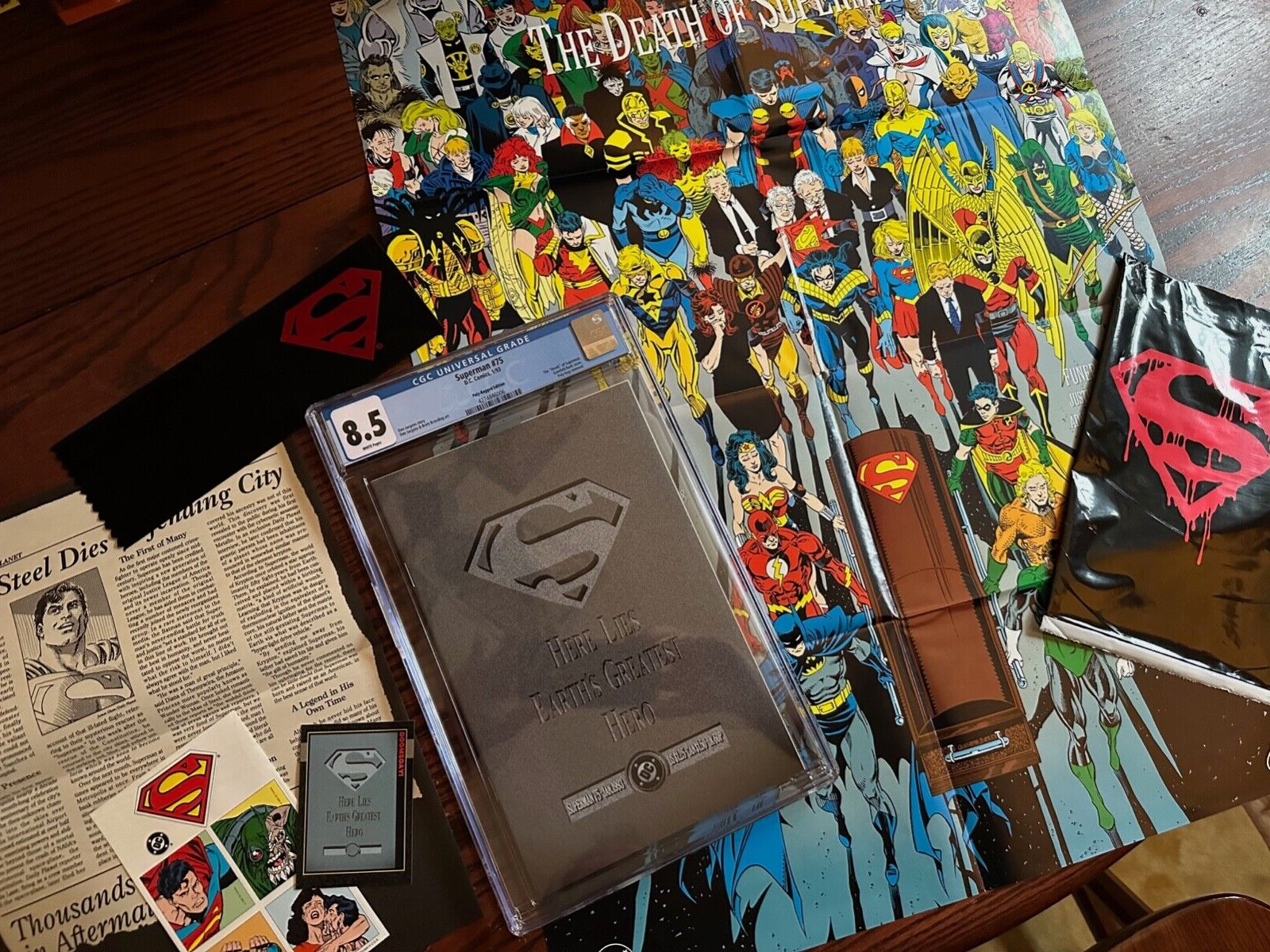 CGC 8.5 Superman #75 Death of Superman Poly-bagged Memorial w/bonus 1st Printing