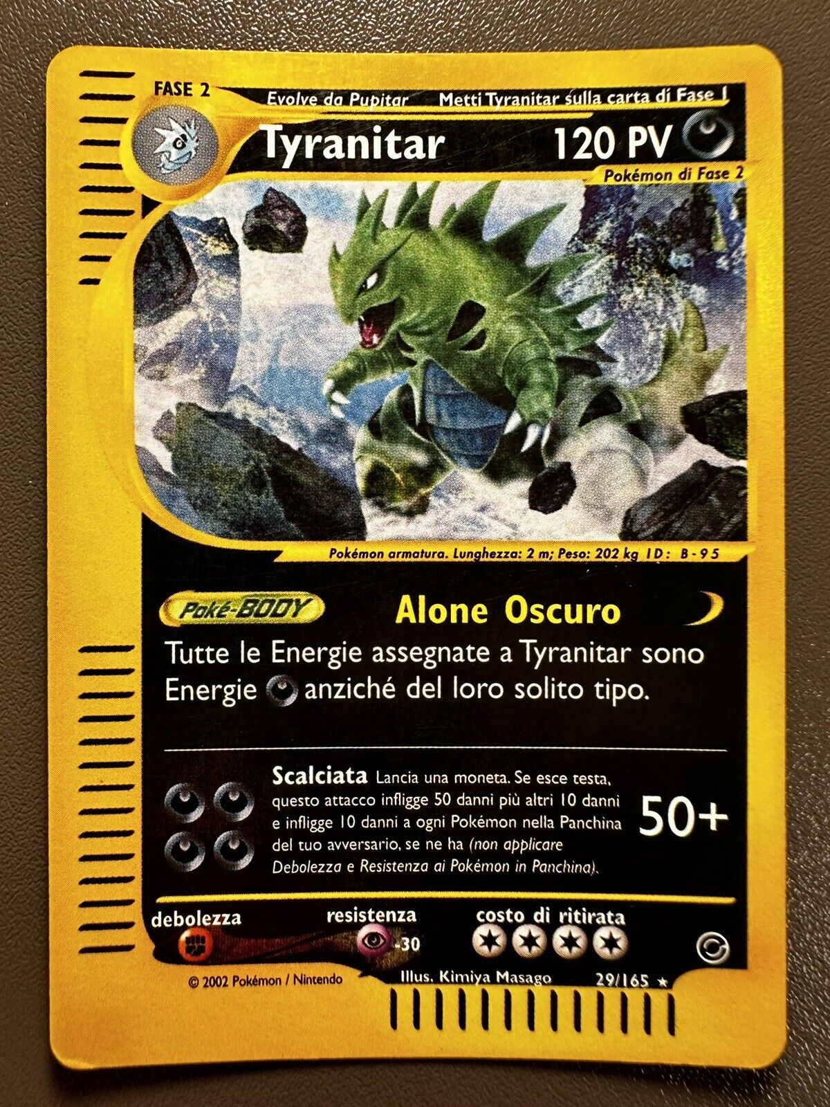 2002 Pokemon Card Tyranitar 29/165 Expedition Base Set Reverse Holo ITA EXC