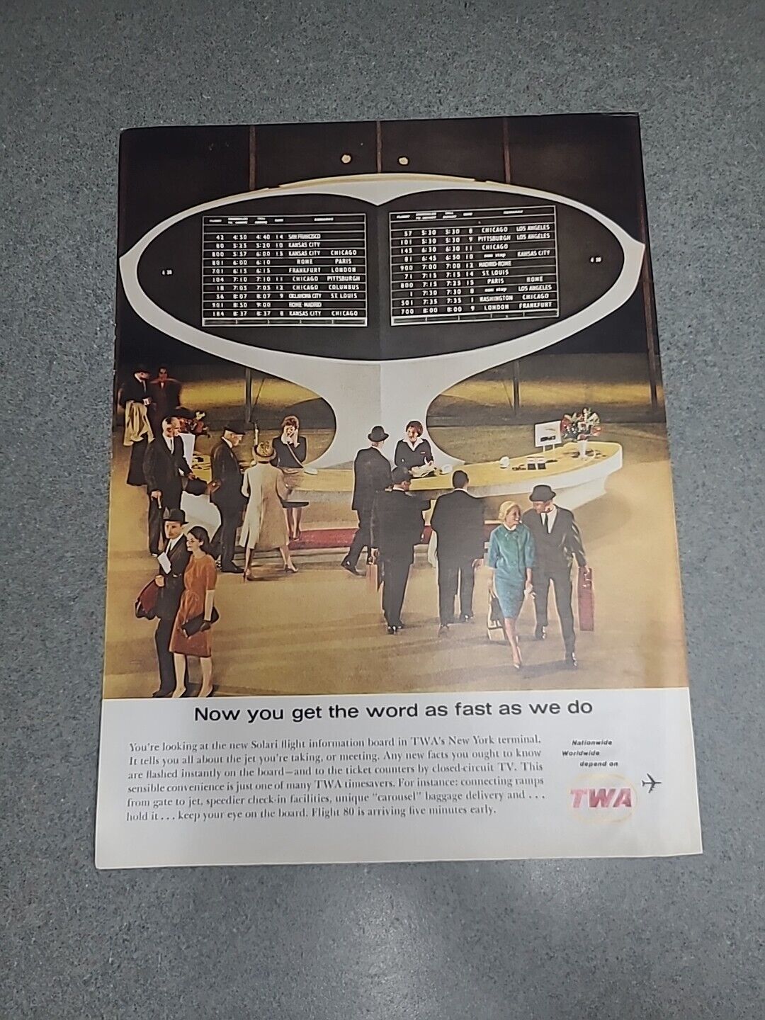 TWA Airlines New York Terminal Print Ad 1963 8x11 Great To Frame 