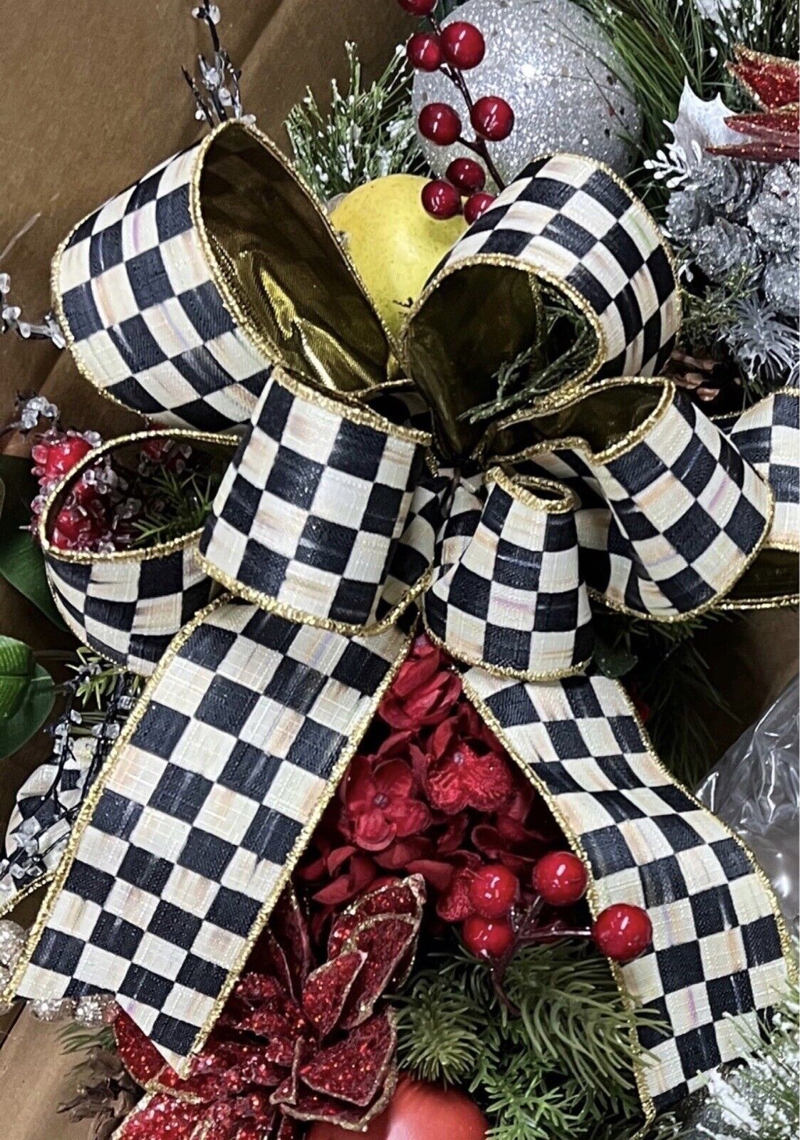 Mackenzie childs courtly check Holiday Bows | Handmade Bows