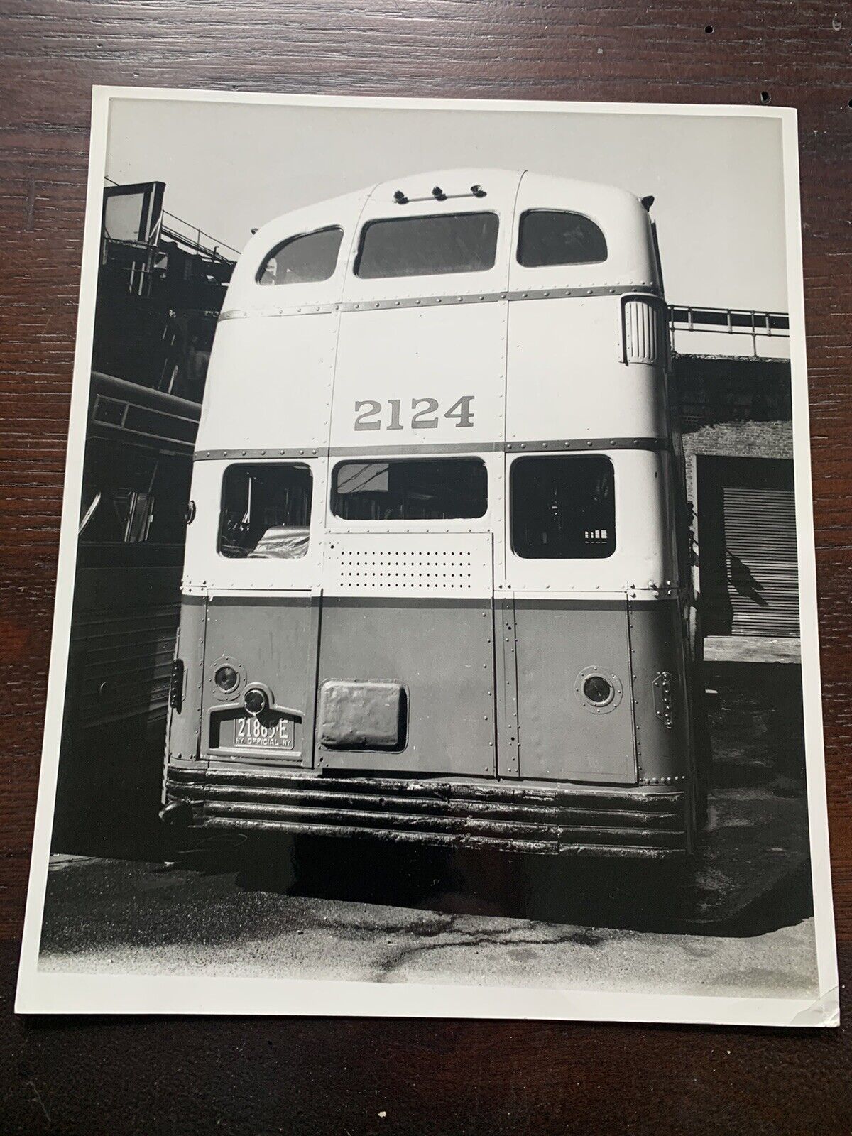 8X10 NY NYC DOUBLE DECKER BUS COLOR PHOTOGRAPH REAR END VIEW COLLECTIBLE OLD MTA