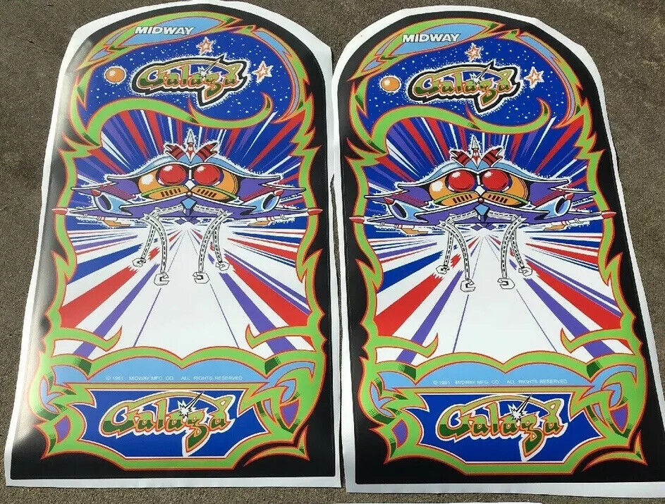 Galaga Arcade Game Side Art 2pc Set Laminated Highest Quality 3 Mil OEM Size