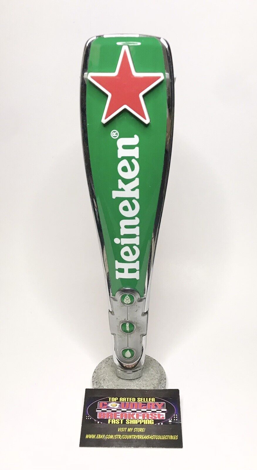 Heineken Red Star Three Sided Logo Beer Tap Handle 11.75” Tall - Nice