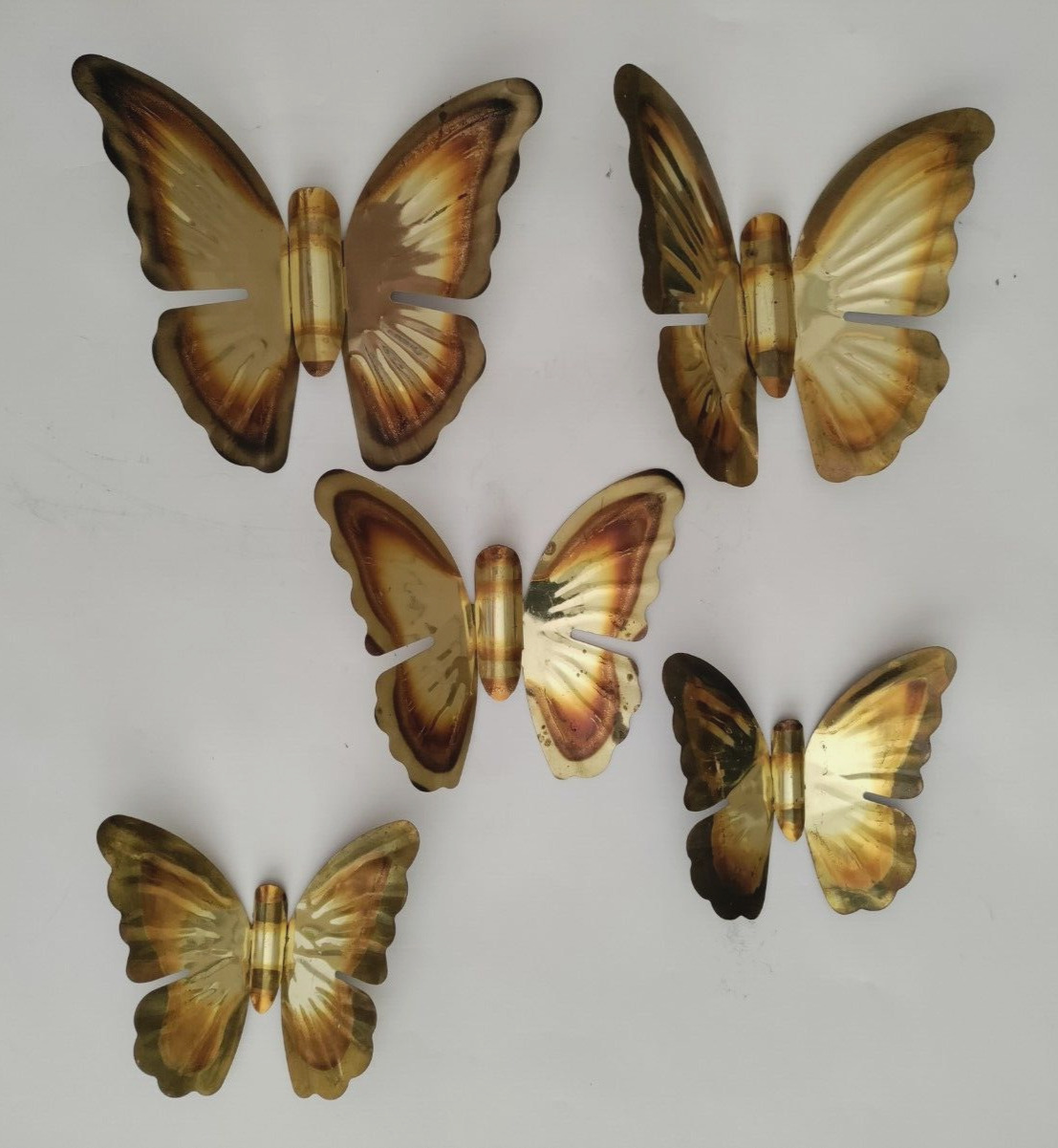 Lot Of 5 Vintage Gold Metal Butterfly Wall Decor Butterflies Home Interiors MCM