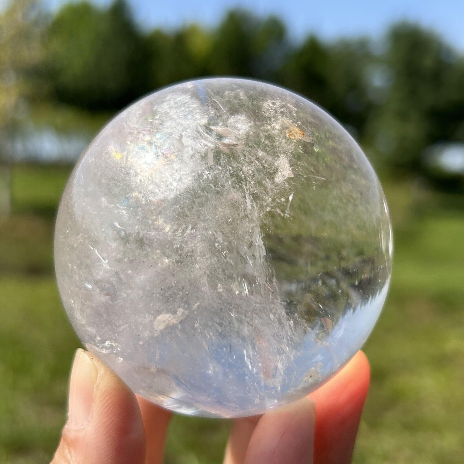 410g Top Natural clear quartz ball quartz crystal sphere healing gem WQ82