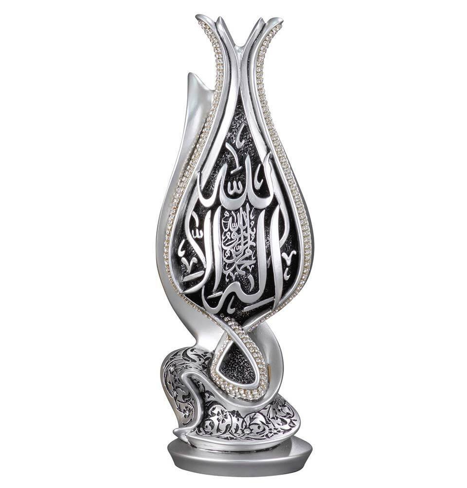 Modefa Turkish Islamic Home Table Decor | Lale Tulip & Tawhid | Silver 290-3G