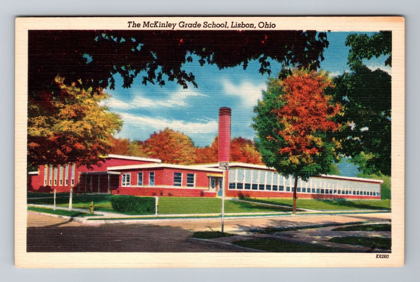 Lisbon OH-Ohio, The McKinley Grade School, Antique Vintage Souvenir Postcard