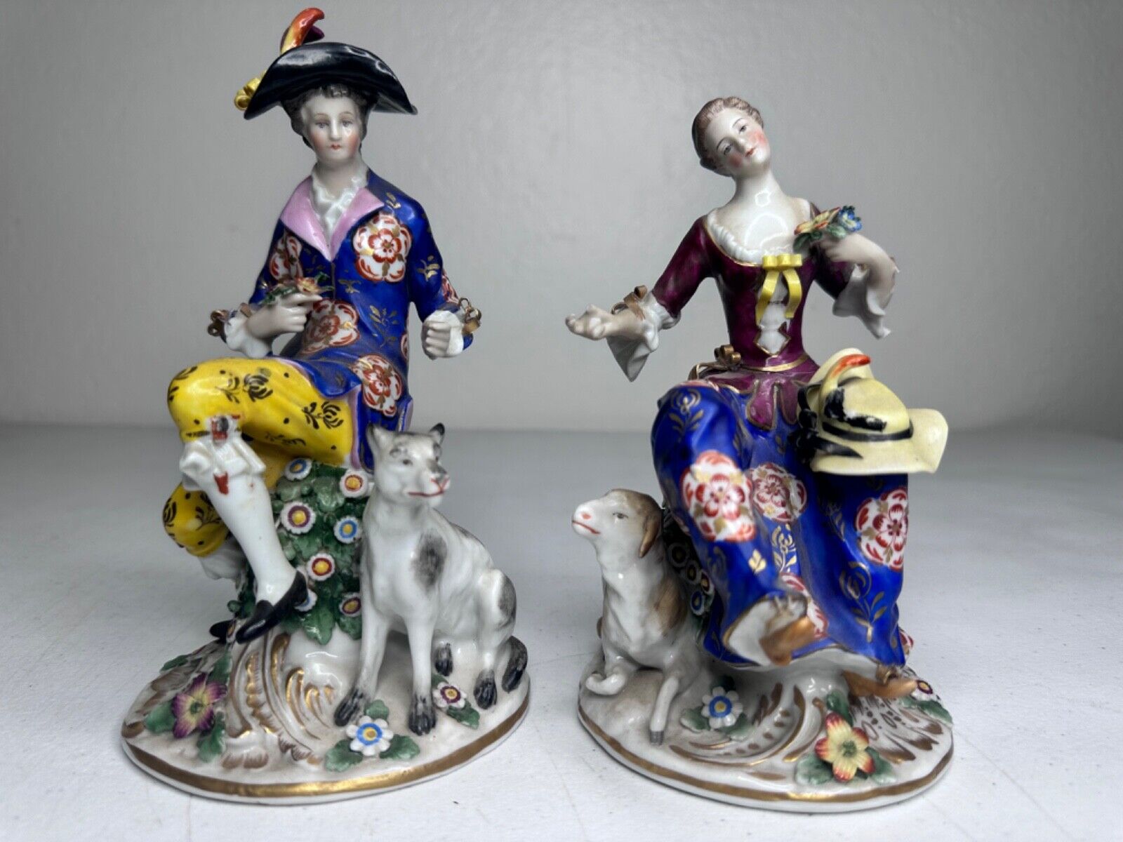 Antique Chelsea Golden Anchor Period Porcelain Figures - Circa 1756-1769