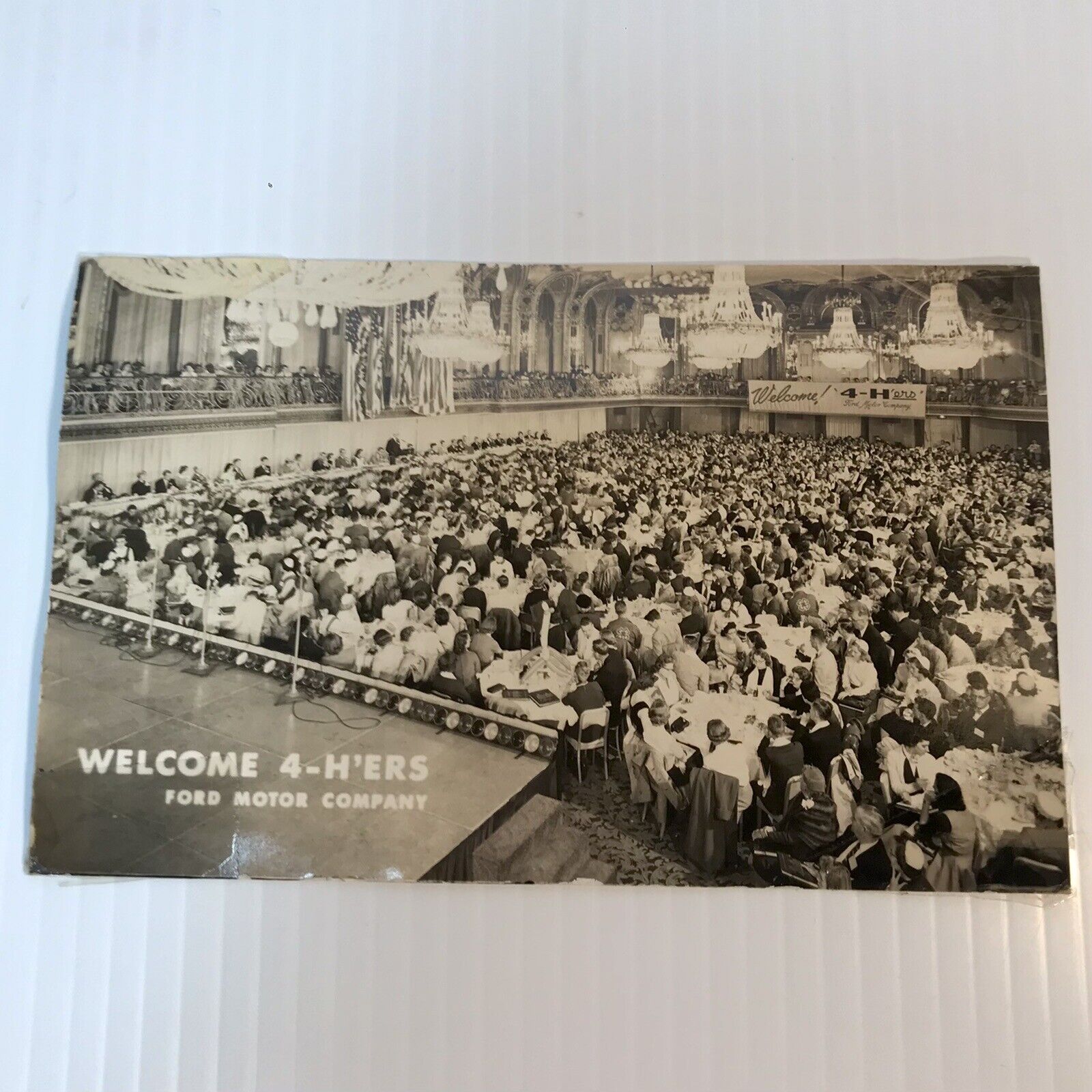 1957 National 4-H Congress Group Photo Postcard Ford Motor Company 