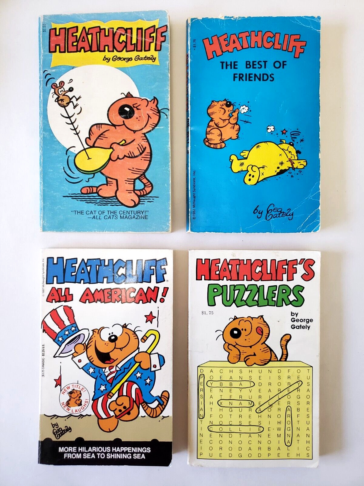 Heathcliff Comics Lot of 4 Books, The Best of Friends, All American, Puzzlers