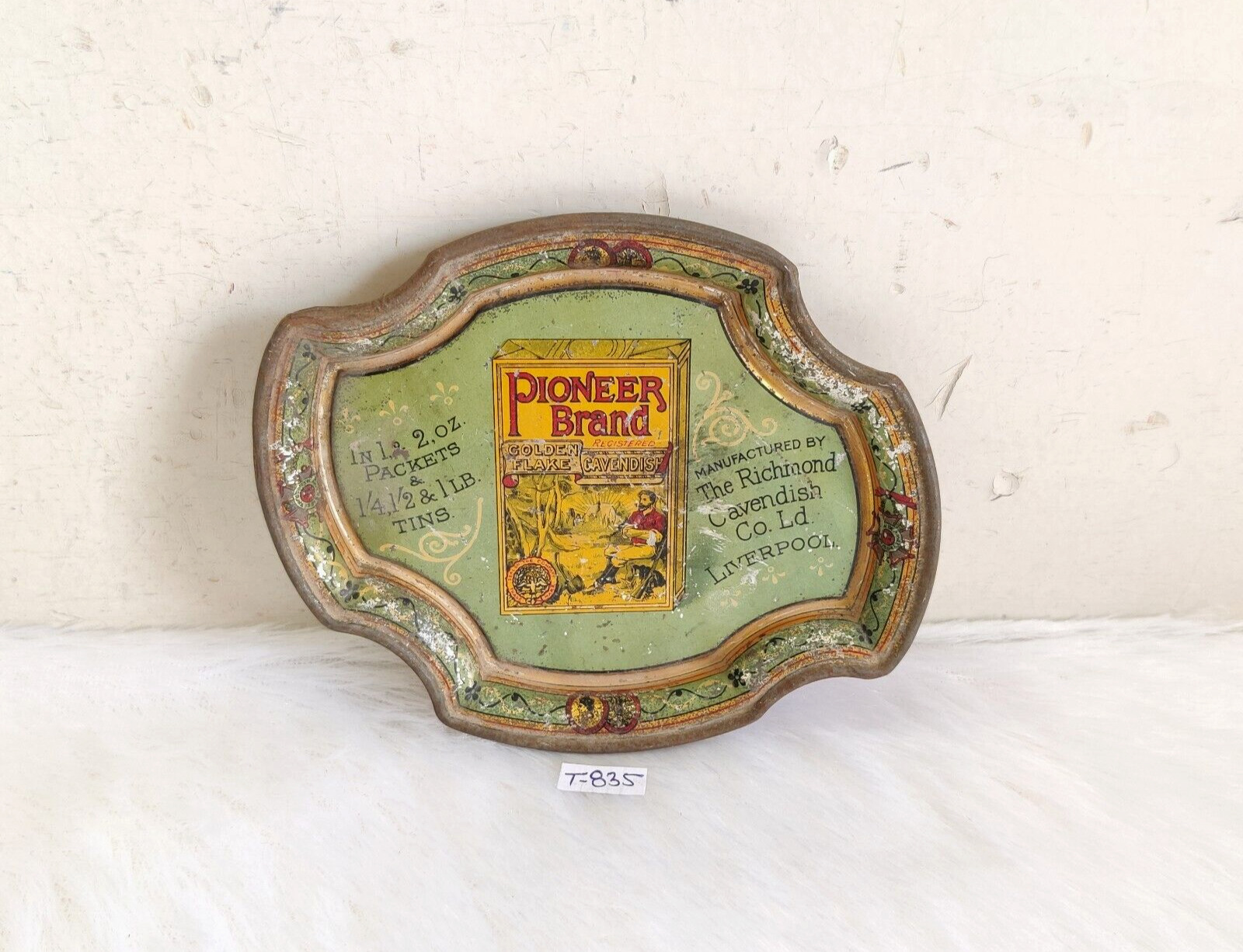 1920s Vintage Payoneer Brand Cigarette Advertising Litho Tin Tray Rare Prop T835