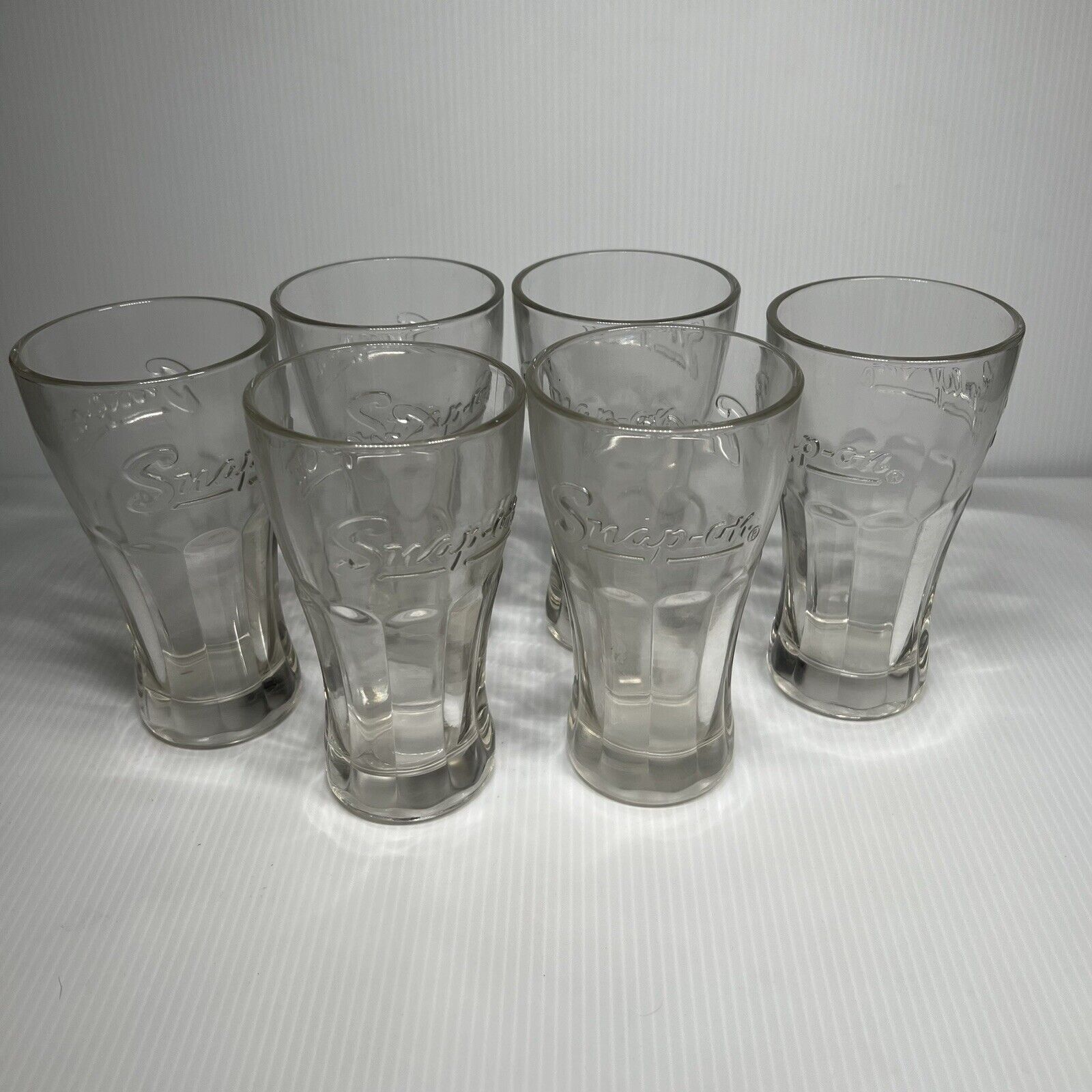Snap On Tools Clear Vintage Cola Glasses Heavy Thick Glasses set of 6