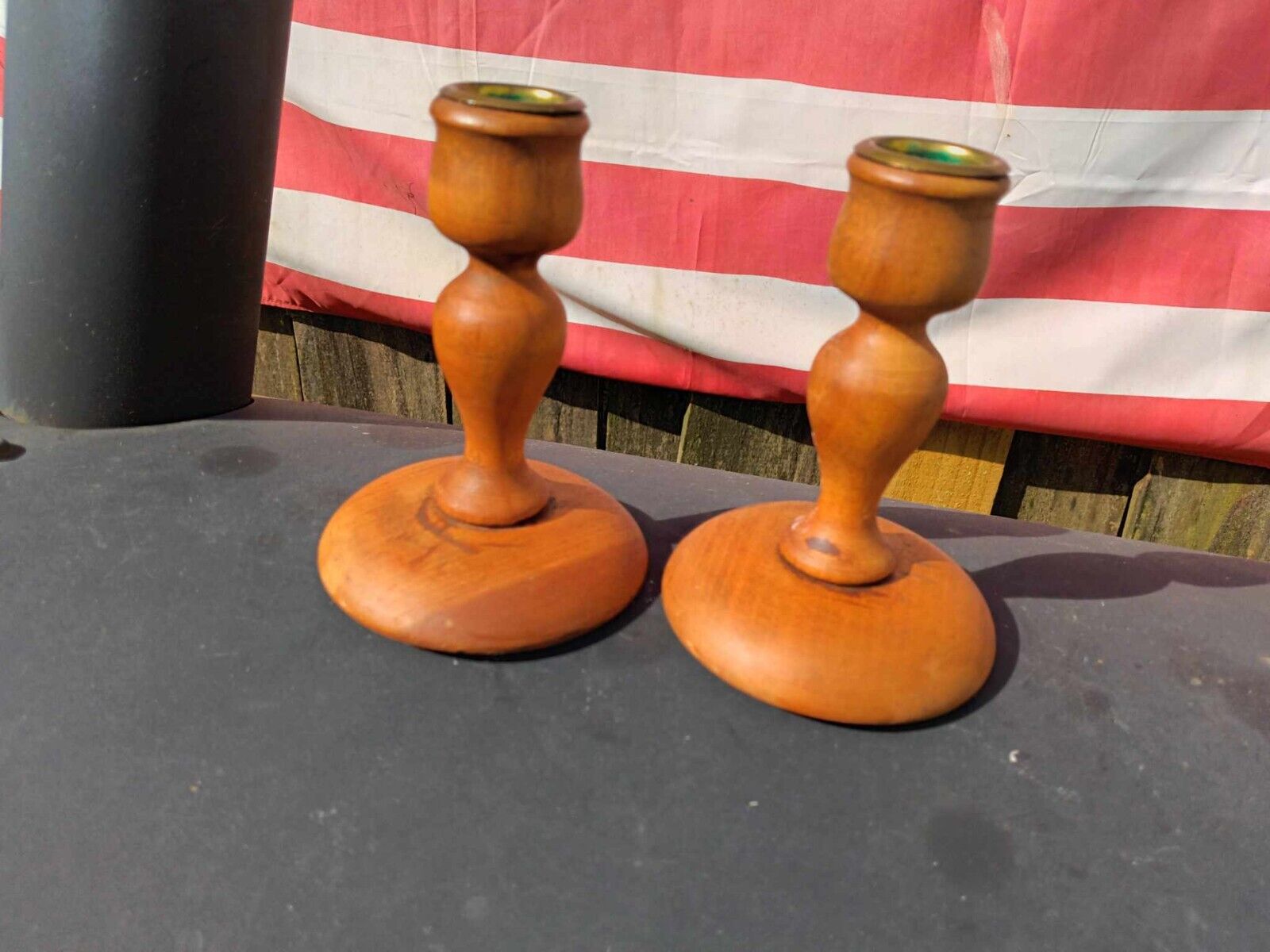 Pair of Wood Tapered Candle Holders