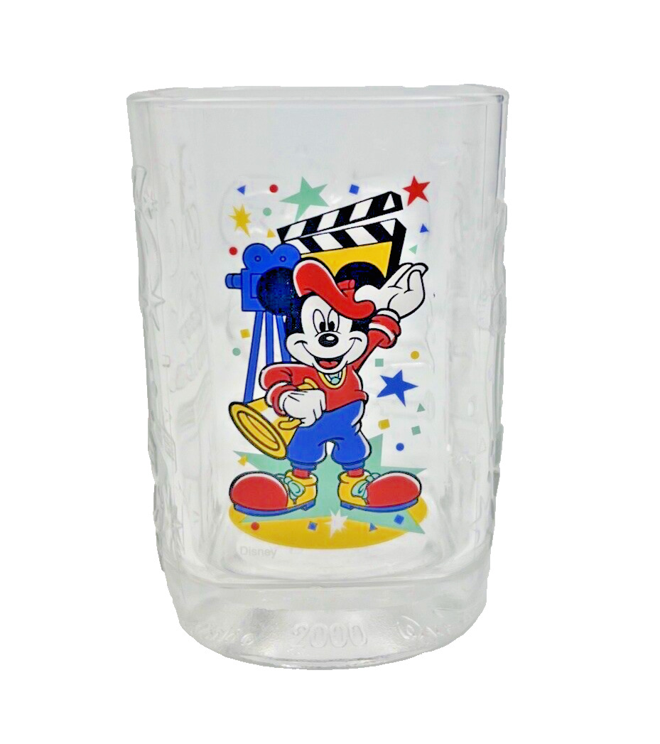 VTG McDonalds Disney World Mickey Mouse Glass Tumbler Millennium 2000 Hollywood