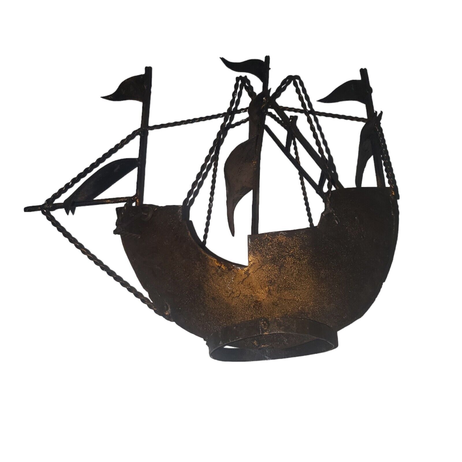 Vintage Bronze Sail Boat Ship Nautical Viking Decor 11\