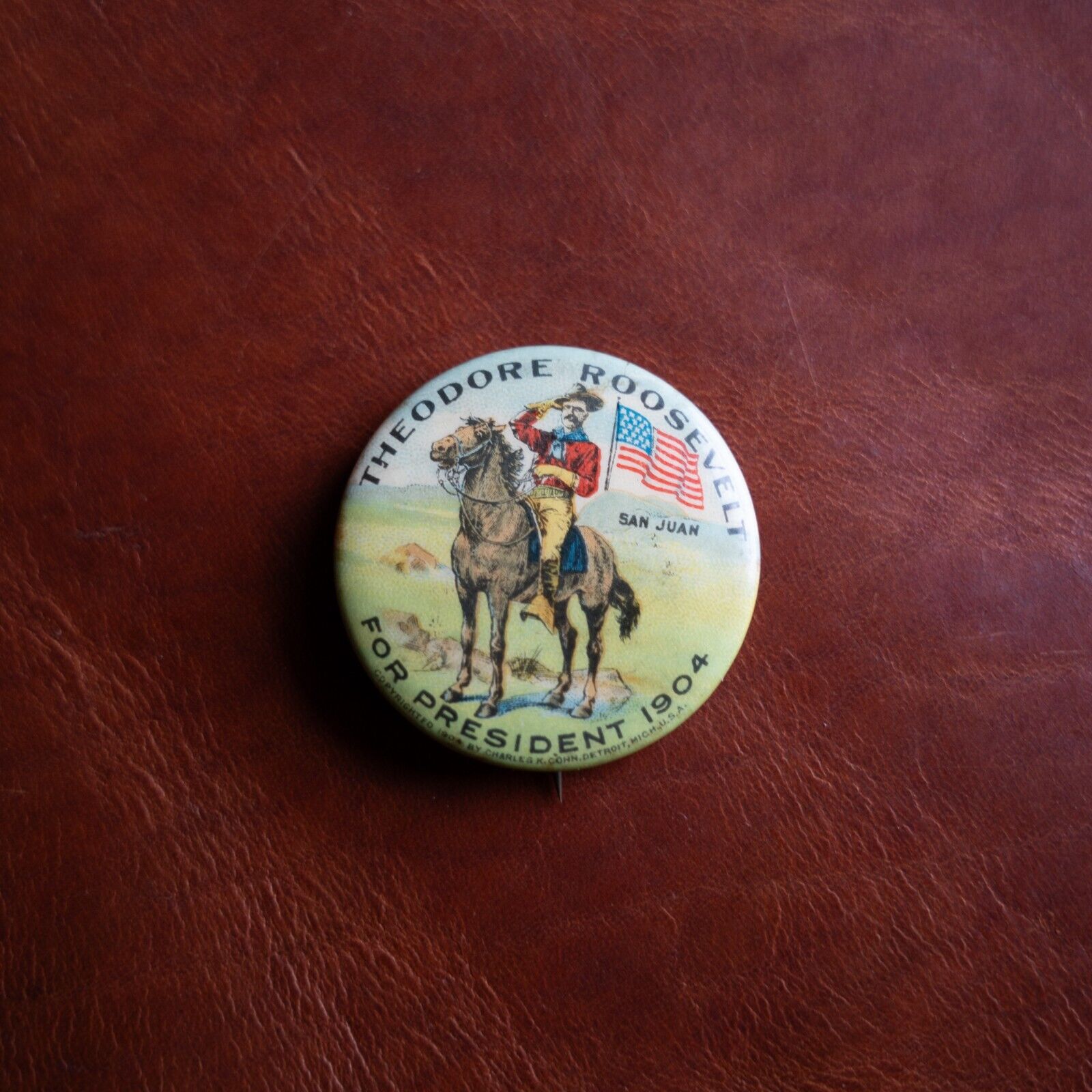 Teddy Roosevelt 1904 Campaign Pin Button 1 1/4\