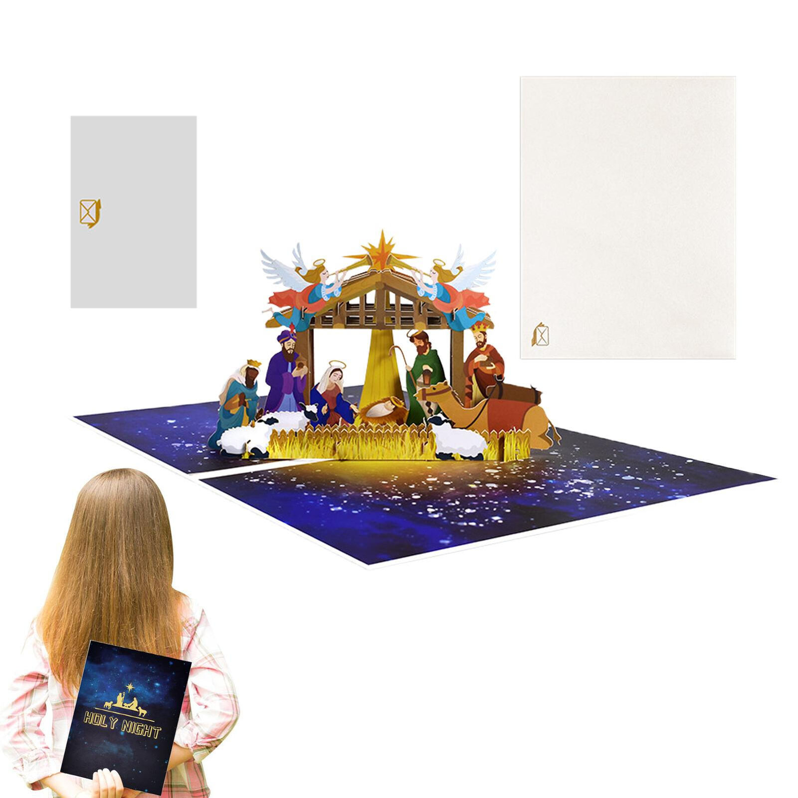 3D Nativity Cards Religious Pop up Birthday Card with Envelopes Greeting Cards