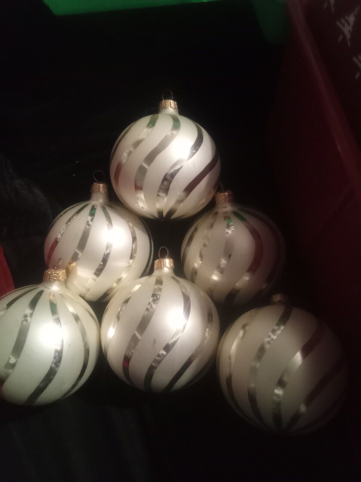 Christopher Radio White Swirl Ball Ornaments Set Of 6